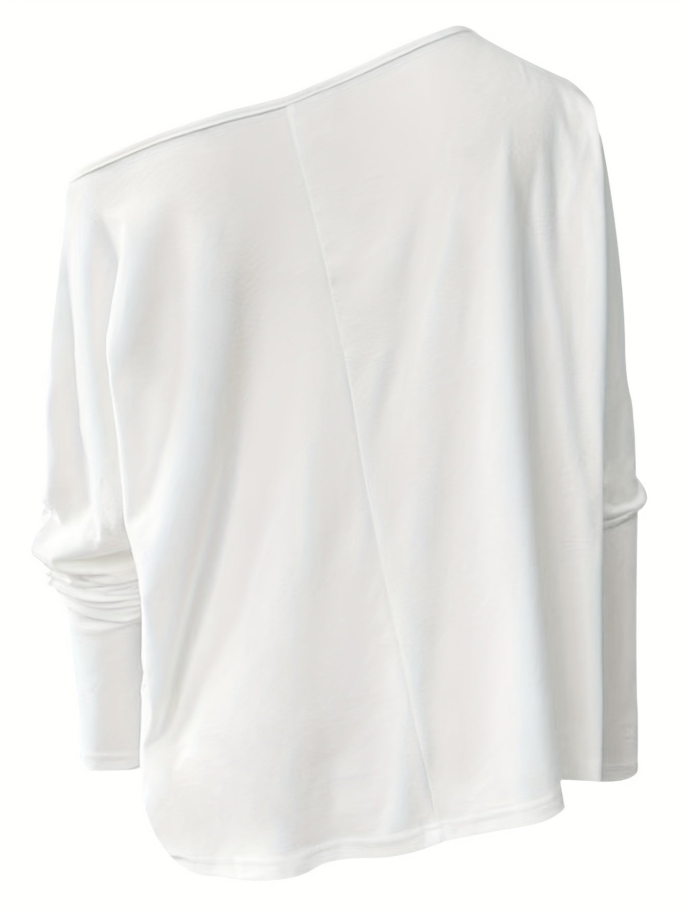 vlovelaw Solid Cold Shoulder T-Shirt, Casual Long Batwing Sleeve Top For Spring & Fall, Women's Clothing