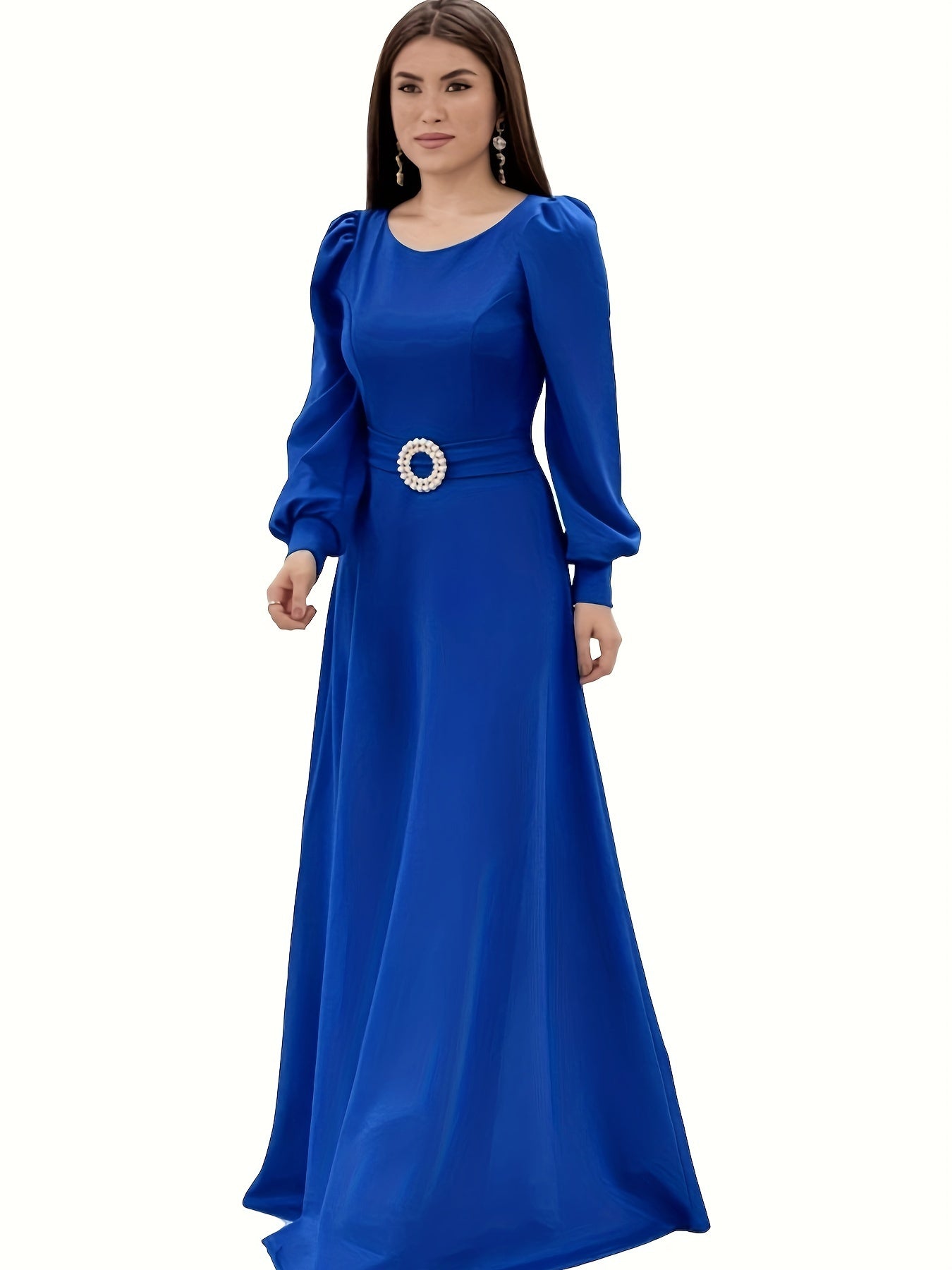 vlovelaw Solid Color Abayas Dress, Casual Long Sleeve Abayas Dress For Spring & Fall, Women's Clothing