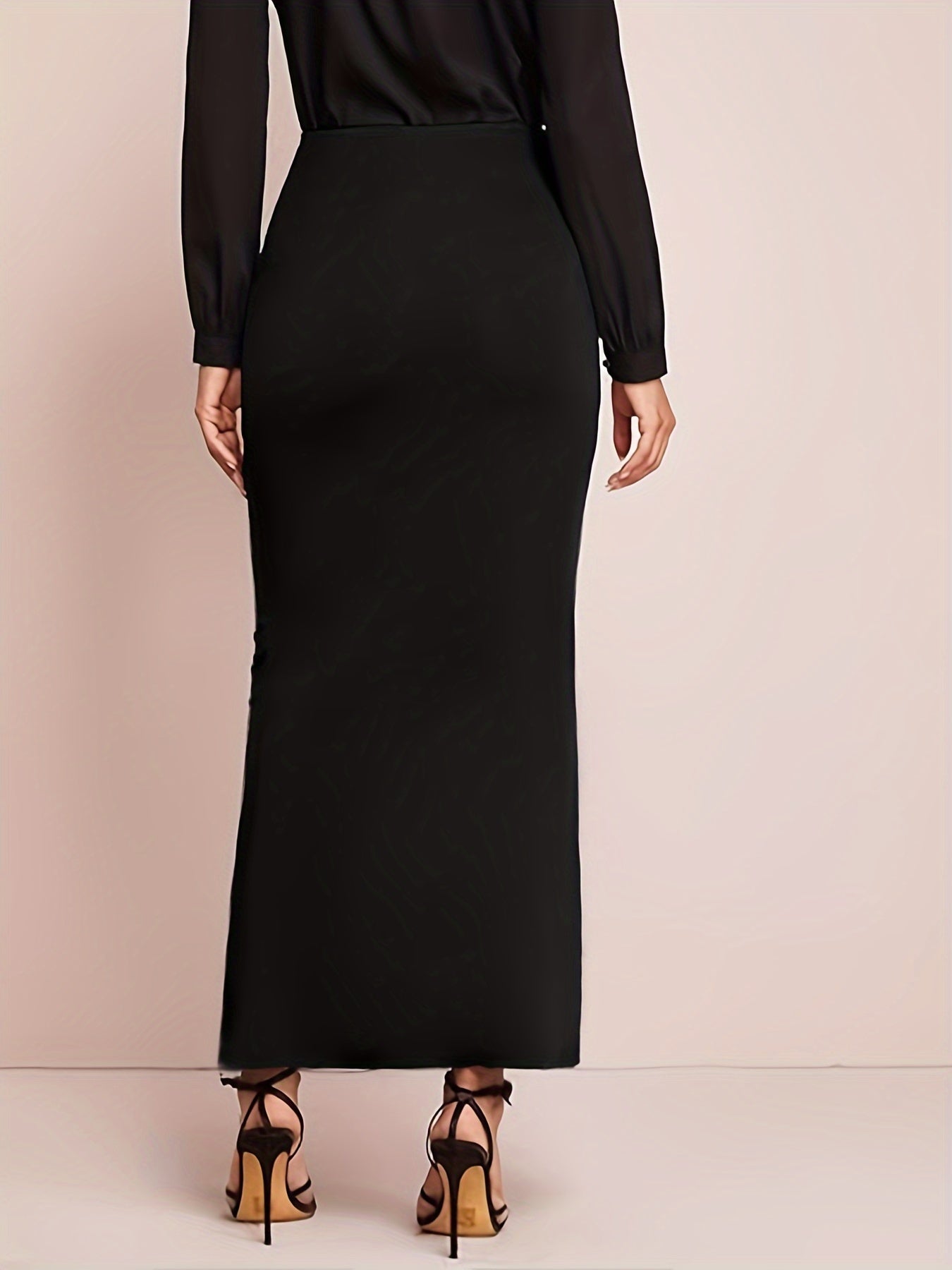 vlovelaw Double Breasted Skirt, Elegant Solid Skirt For Fall & Winter