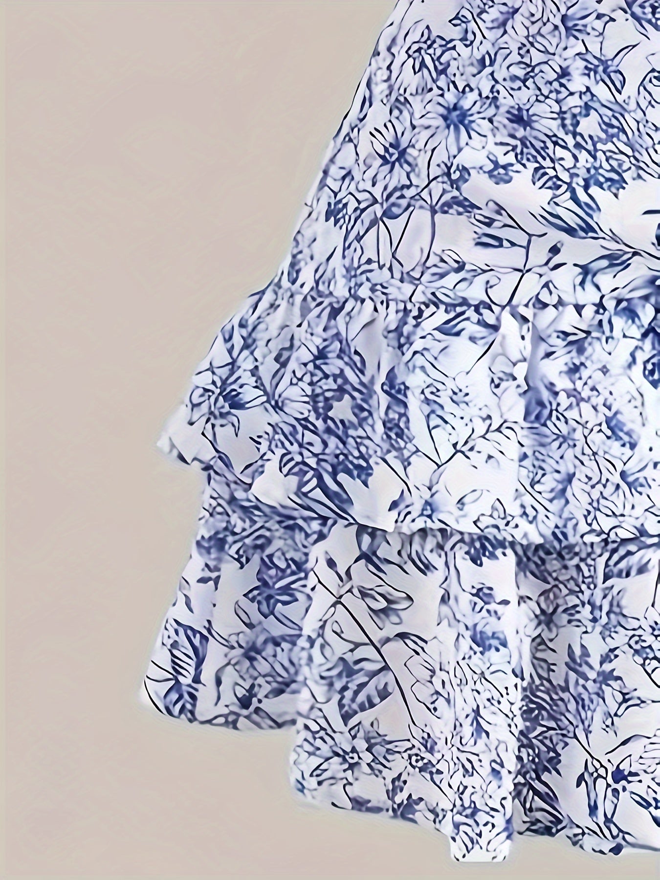 vlovelaw Floral Print Cami Dress, Elegant Backless Layered Ruffle Hem Dress For Spring & Summer, Women's Clothing