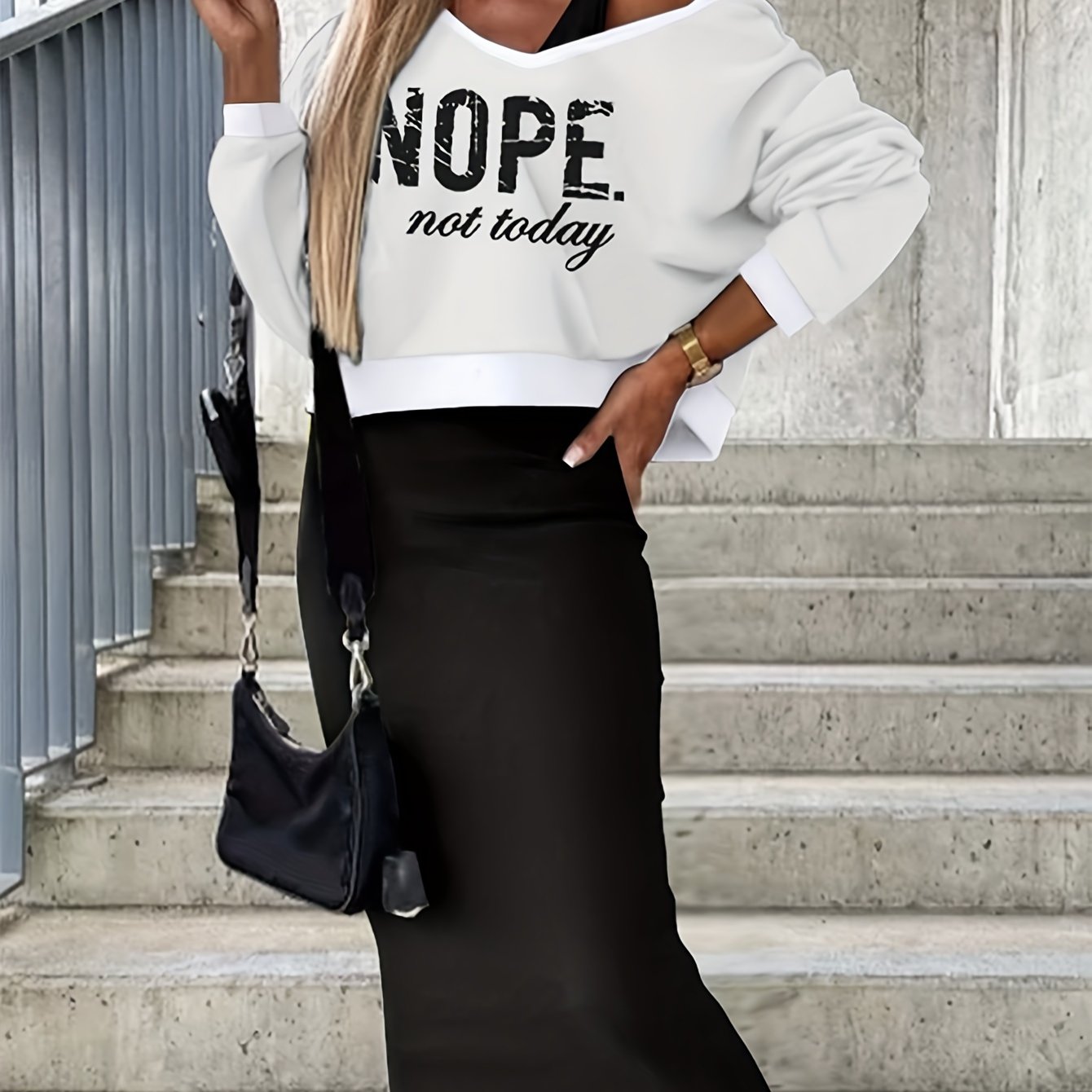Letter Print Two-piece Dress Set, Long Sleeve Hooded Top & Sleeveless Tank Dress Outfits, Women's Clothing