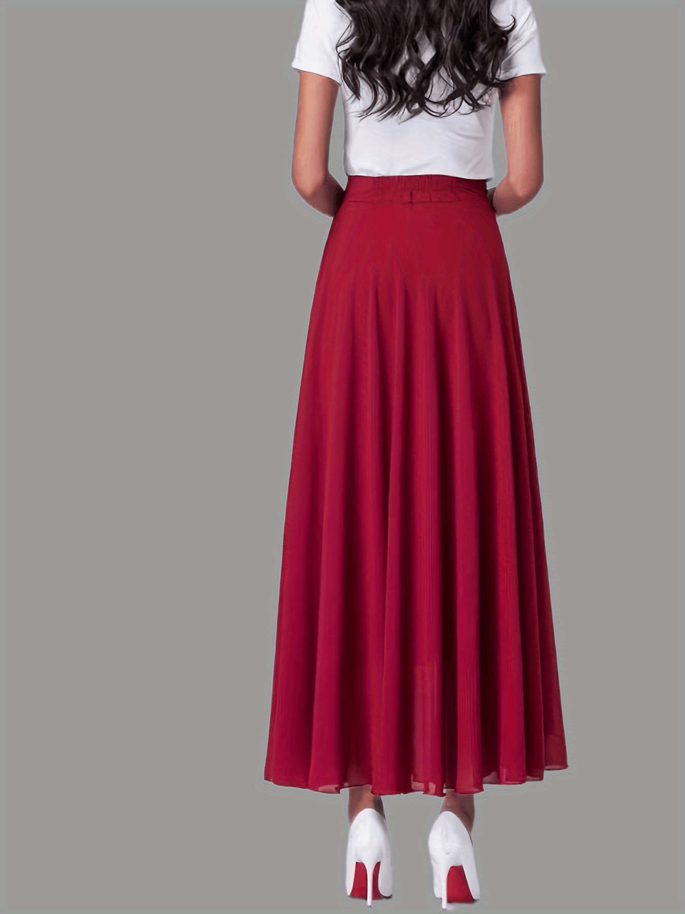 High Waist Chiffon Overlay Skirt, Casual Solid Skirt For Spring & Summer, Women's Clothing