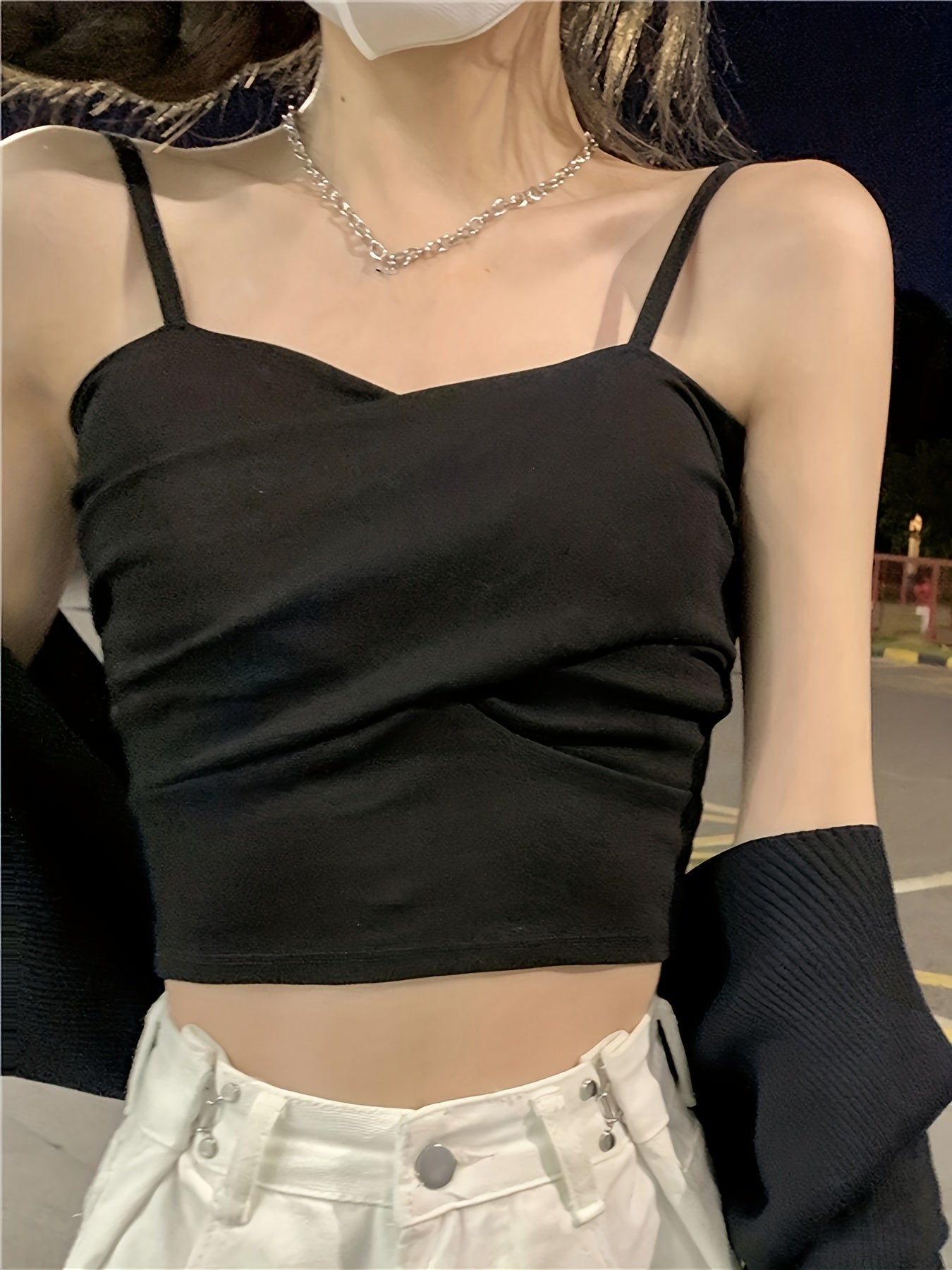 vlovelaw Ruched Crop Cami Top, Casual Summer Sleeveless Top, Women's Clothing