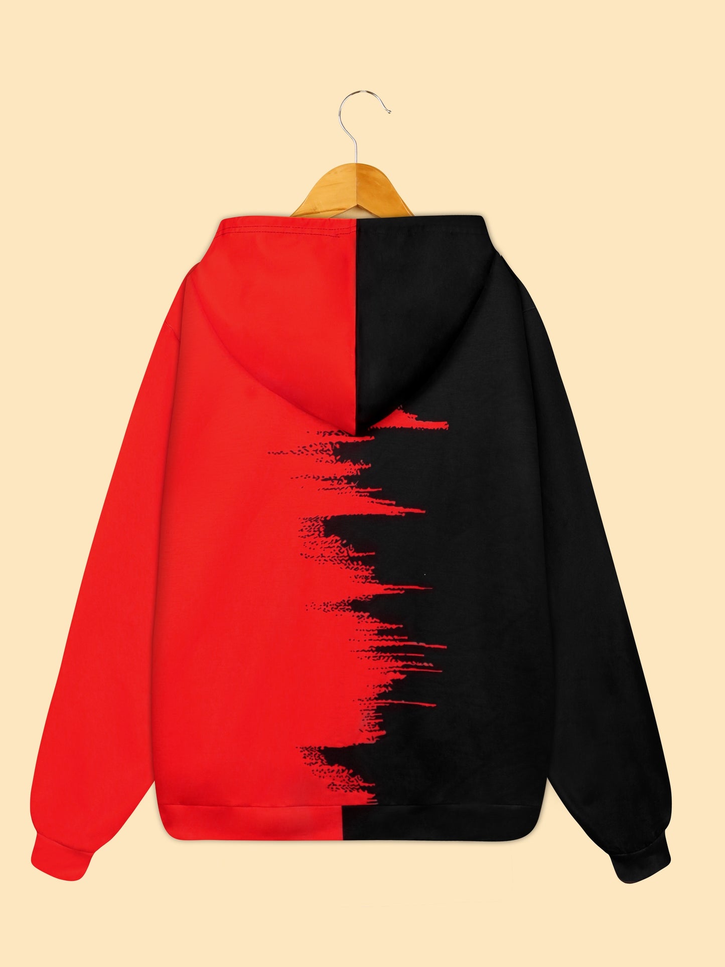 Two Tone Print Casual Sports Hooded Sweatshirts, Color Block Drawstring Hoodie, Women's Sporty Sweatshirts