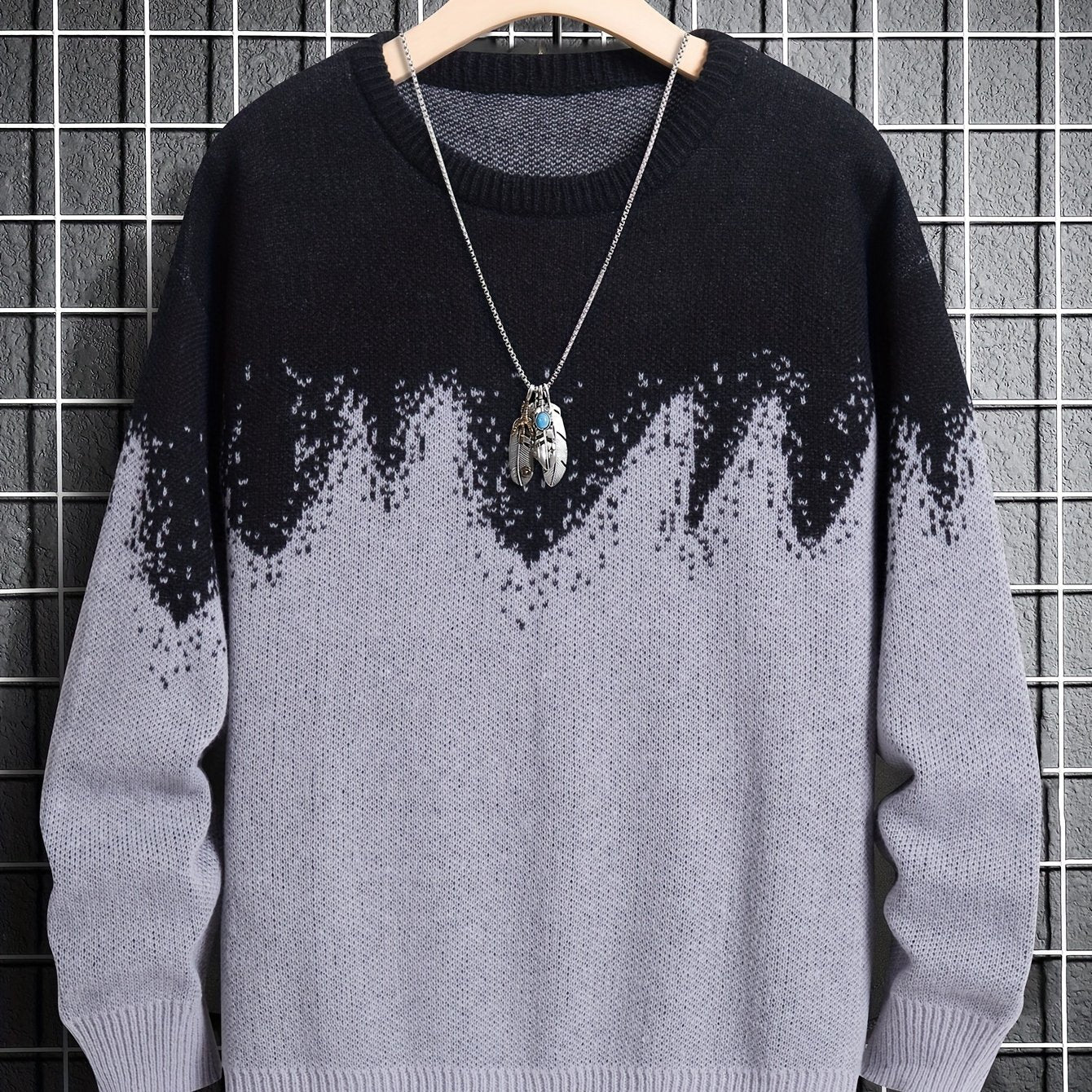 vlovelaw New Trendy And Loose Couple's Wear For Spring And Autumn, Round Neck Contrast Color Knitted Pullover Men's Top, Can Be Worn Indoors And Outdoors, And Is Also A Good Choice As A Gift