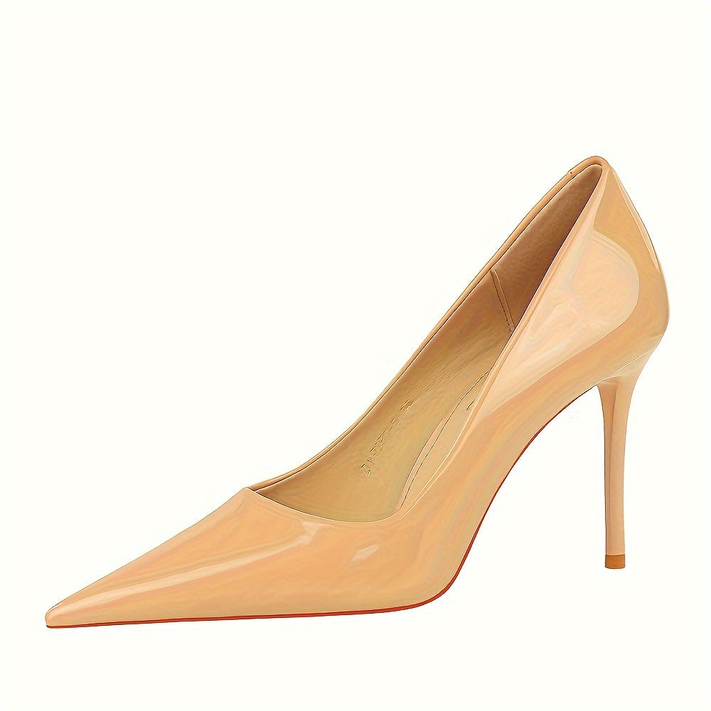 vlovelaw Women's Solid Color Stiletto Heels, Fashion Point Toe Dress Pumps, Stylish Slip On Party Heels