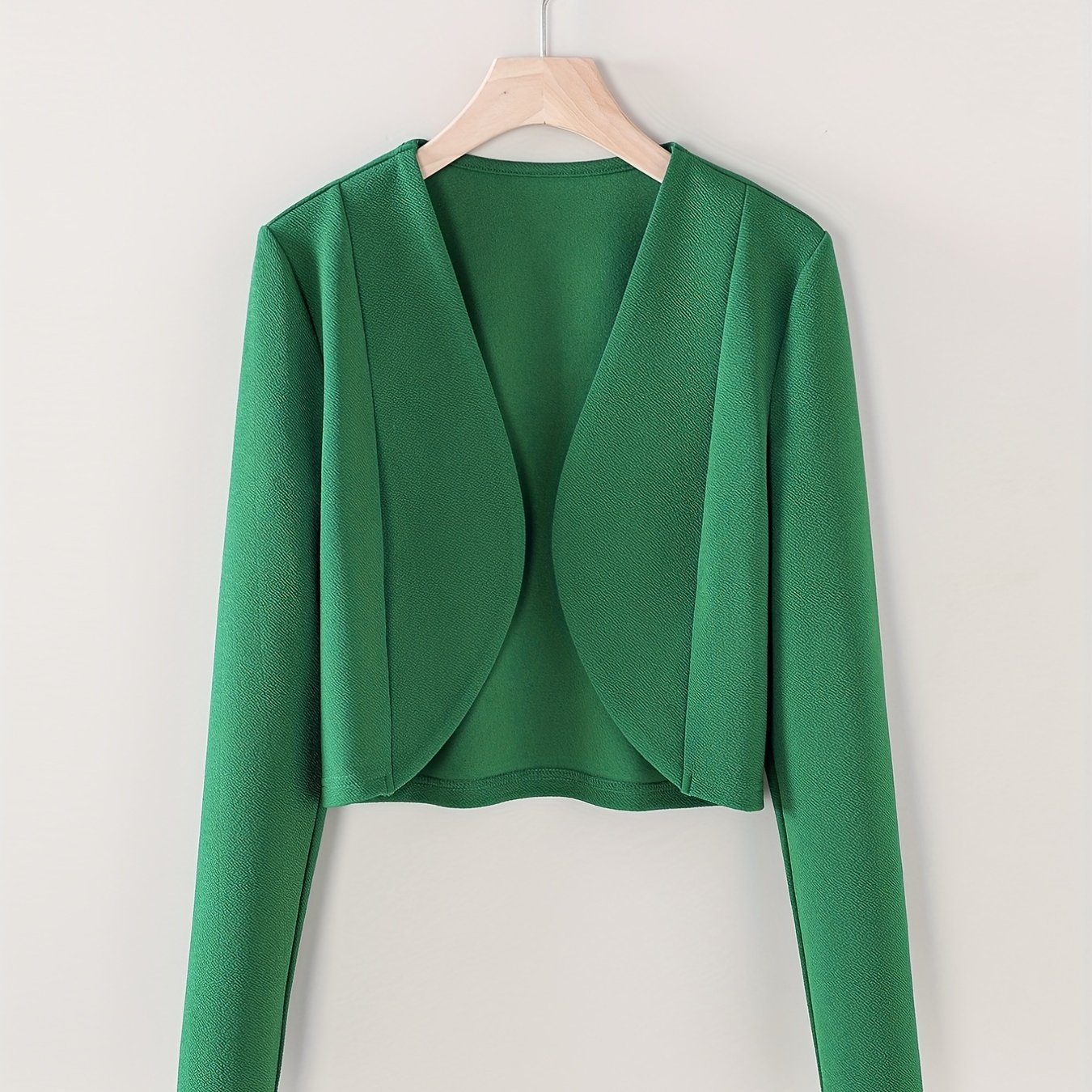 Simple Open Front Jacket, Elegant Long Sleeve Solid Work Outerwear, Women's Clothing