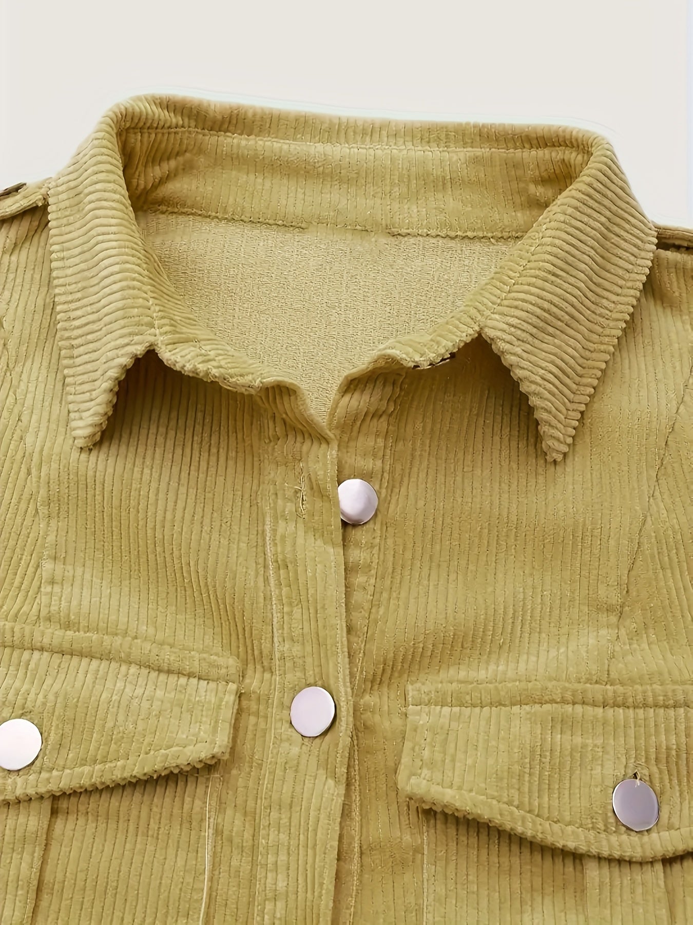 vlovelaw Solid Corduroy Button Front Shirt, Casual Long Sleeve Outwear For Spring & Fall, Women's Clothing