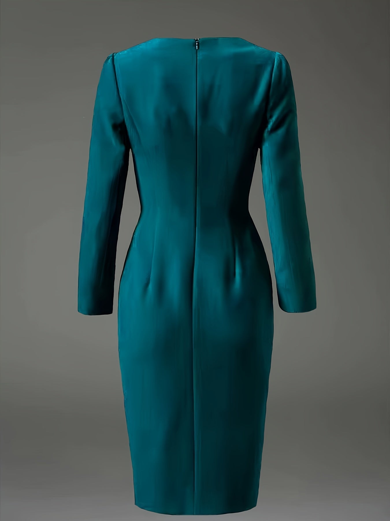 vlovelaw Split Hem Bodycon Dress, Elegant 3/4 Sleeve Dress For Office & Work, Women's Clothing