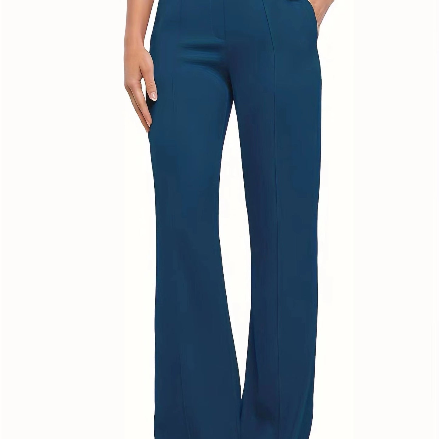 vlovelaw Solid High Waist Straight Leg Pants, Casual Simple Pants For Office & Work, Women's Clothing
