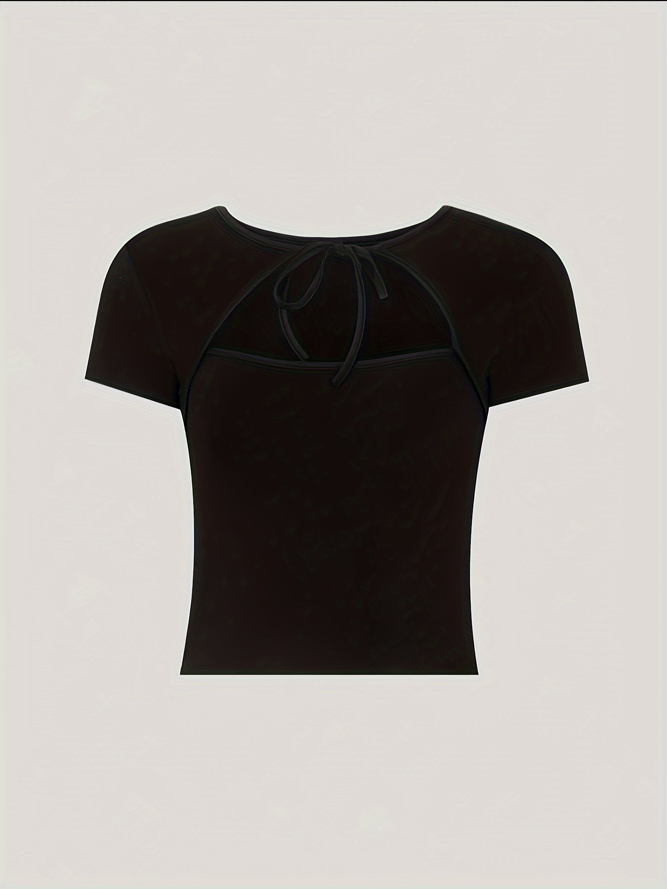 vlovelaw Cut Out Tie-neck Crop Top, Y2K Short Sleeve Top For Spring & Summer, Women's Clothing