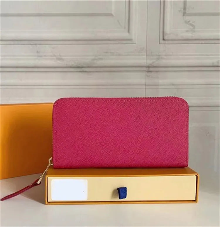 Top Designer Wallets Women Men Wallet Black Embossed Genuine Leather Wallet Single Zipper Ladies Long Purse High Quality Classic Check Flowers Wallet With Box