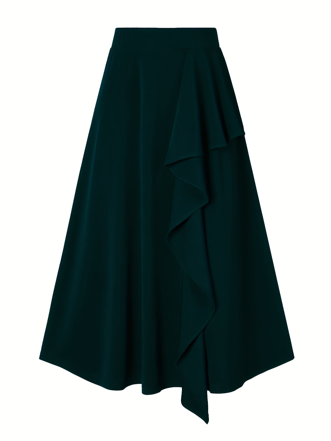 Solid Irregular Trim Skirt, Casual High Waist Skirt For Spring & Summer, Women's Clothing