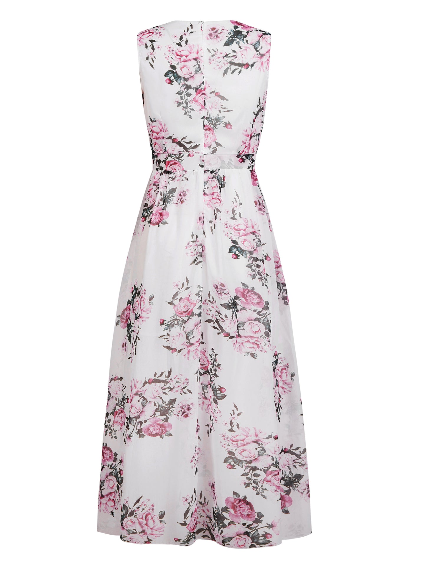 vlovelaw Vintage Floral Print Dress, Casual Surplice Neck Sleeveless Party Dress, Women's Clothing