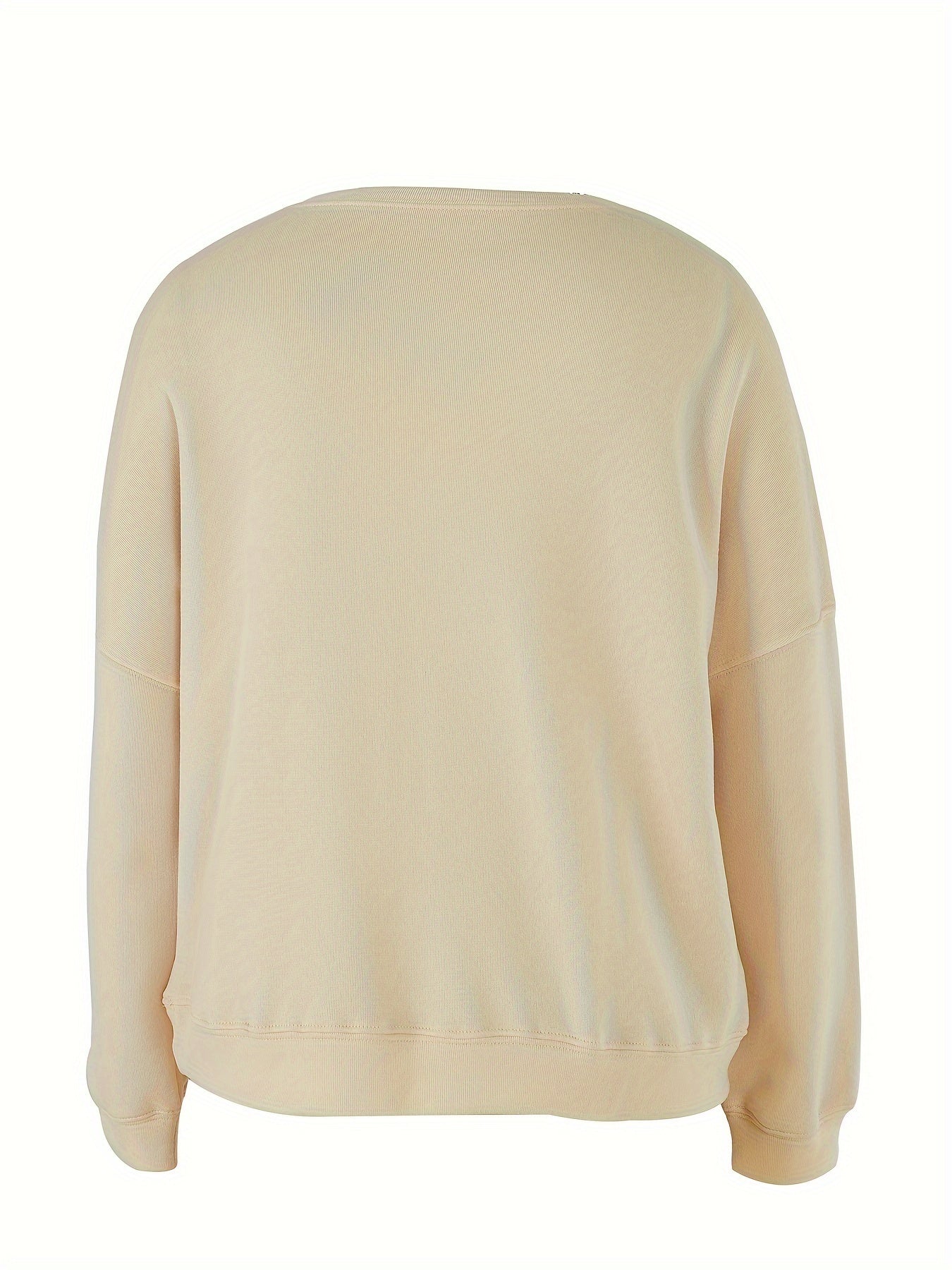 Round Neck Bee Print Pullover, Casual Fashion Loose Long Sleeve Sweatshirt, Women's Clothing