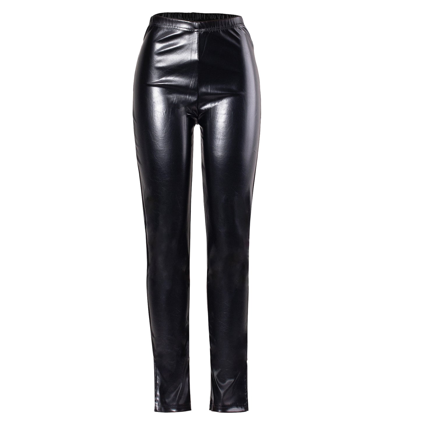 vlovelaw Women's Solid PU Pants, High Waist Stretchy Pants, Casual Every Day Pants, Women's Clothing