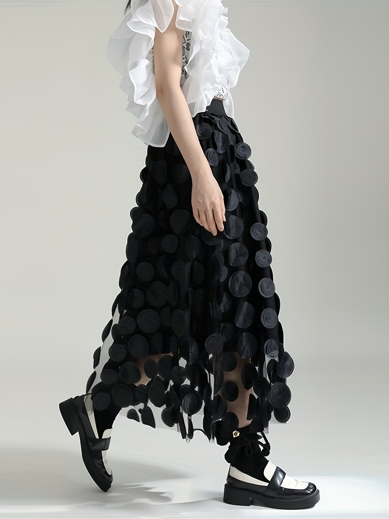 vlovelaw Applique High Waist Skirts, Elegant Maxi Skirts For Spring & Summer, Women's Clothing