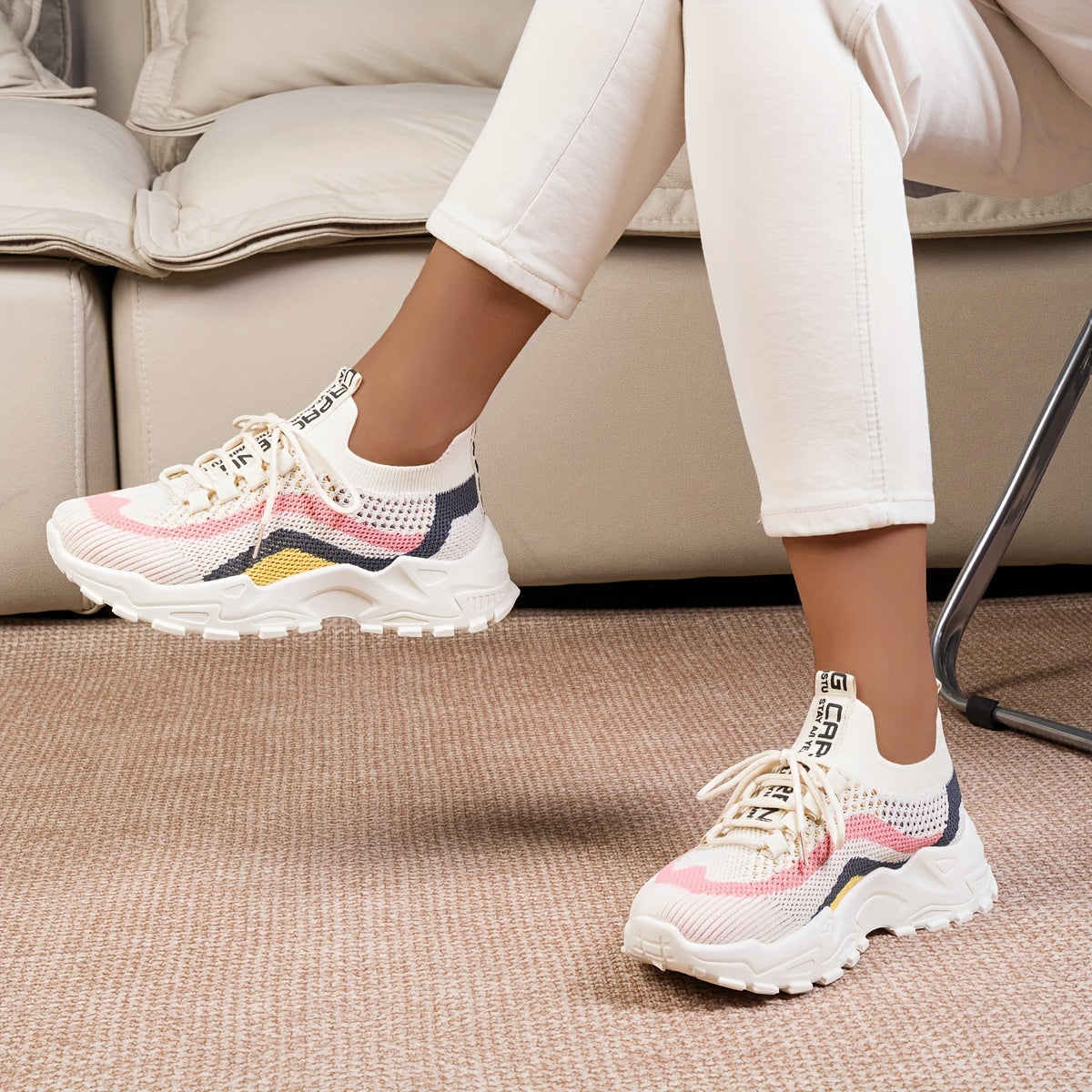vlovelaw Women's Breathable Mesh Platform Sneakers, Casual Lace Up Outdoor Shoes, Comfortable Low Top Shoes