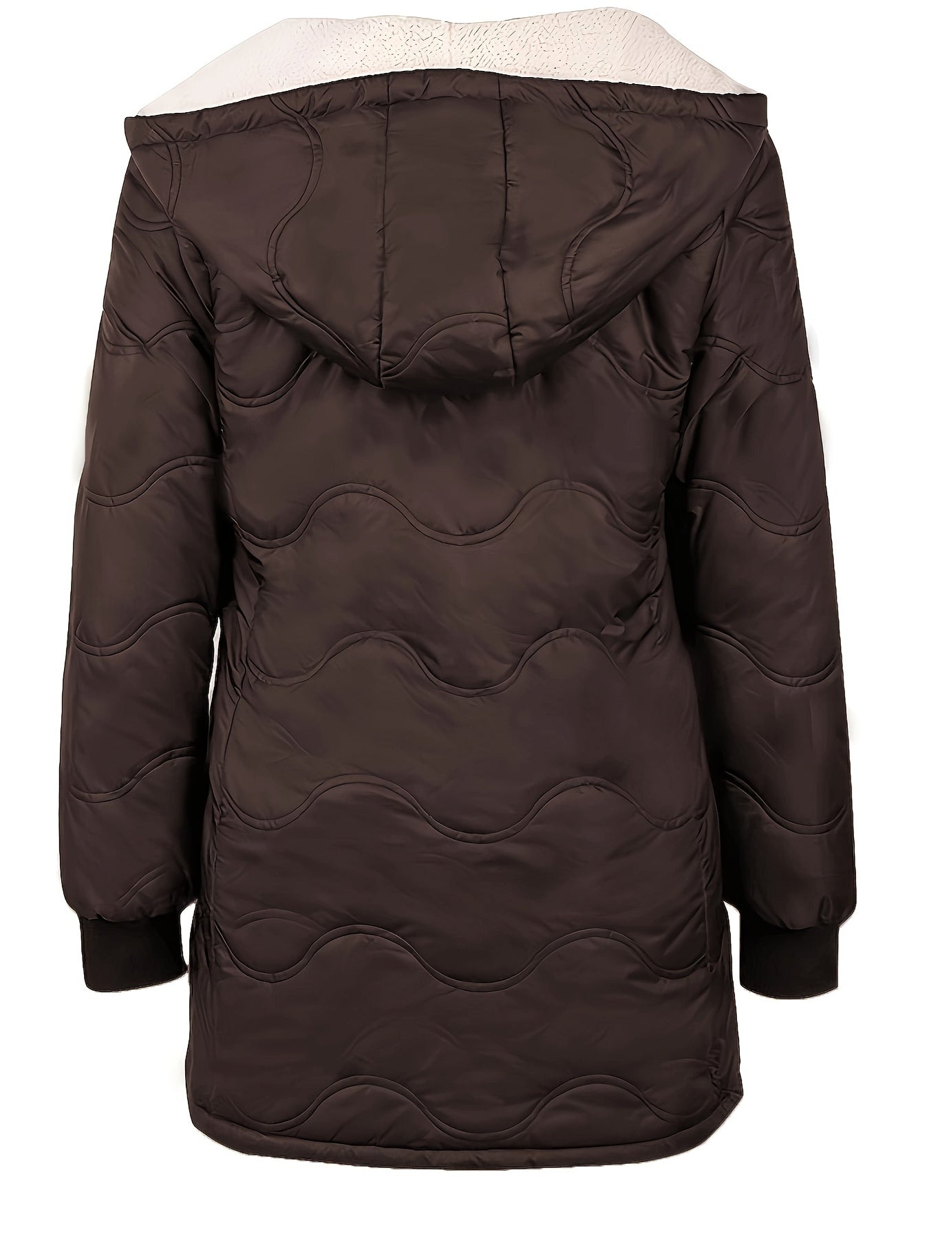 vlovelaw Zipper Slant Pockets Slim Coat, Versatile Long Sleeve Hooded Warm Winter Outwear, Women's Clothing