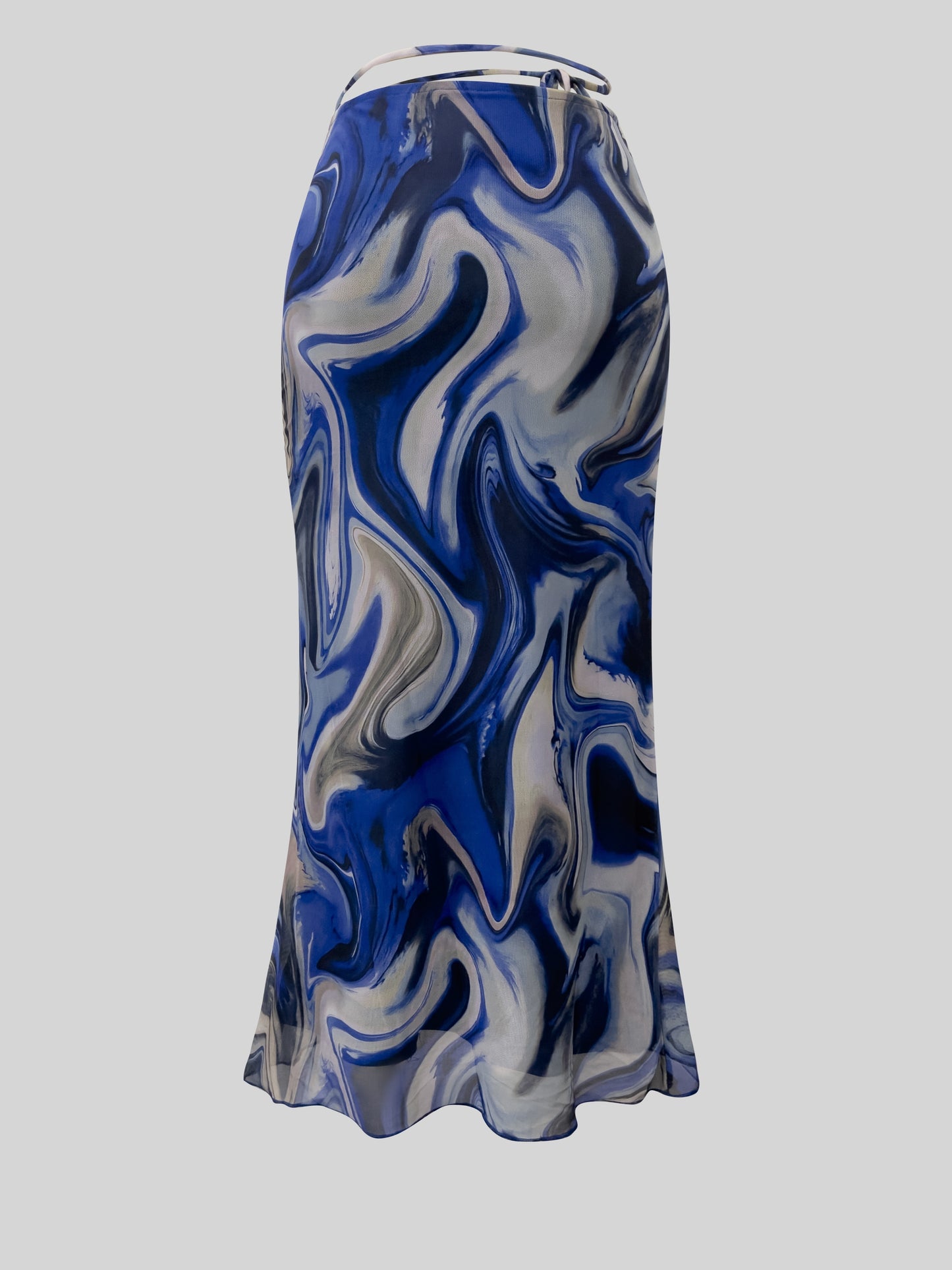 All Over Print Tie Waist Mesh Skirt, Casual Skirt For Spring & Summer, Women's Clothing