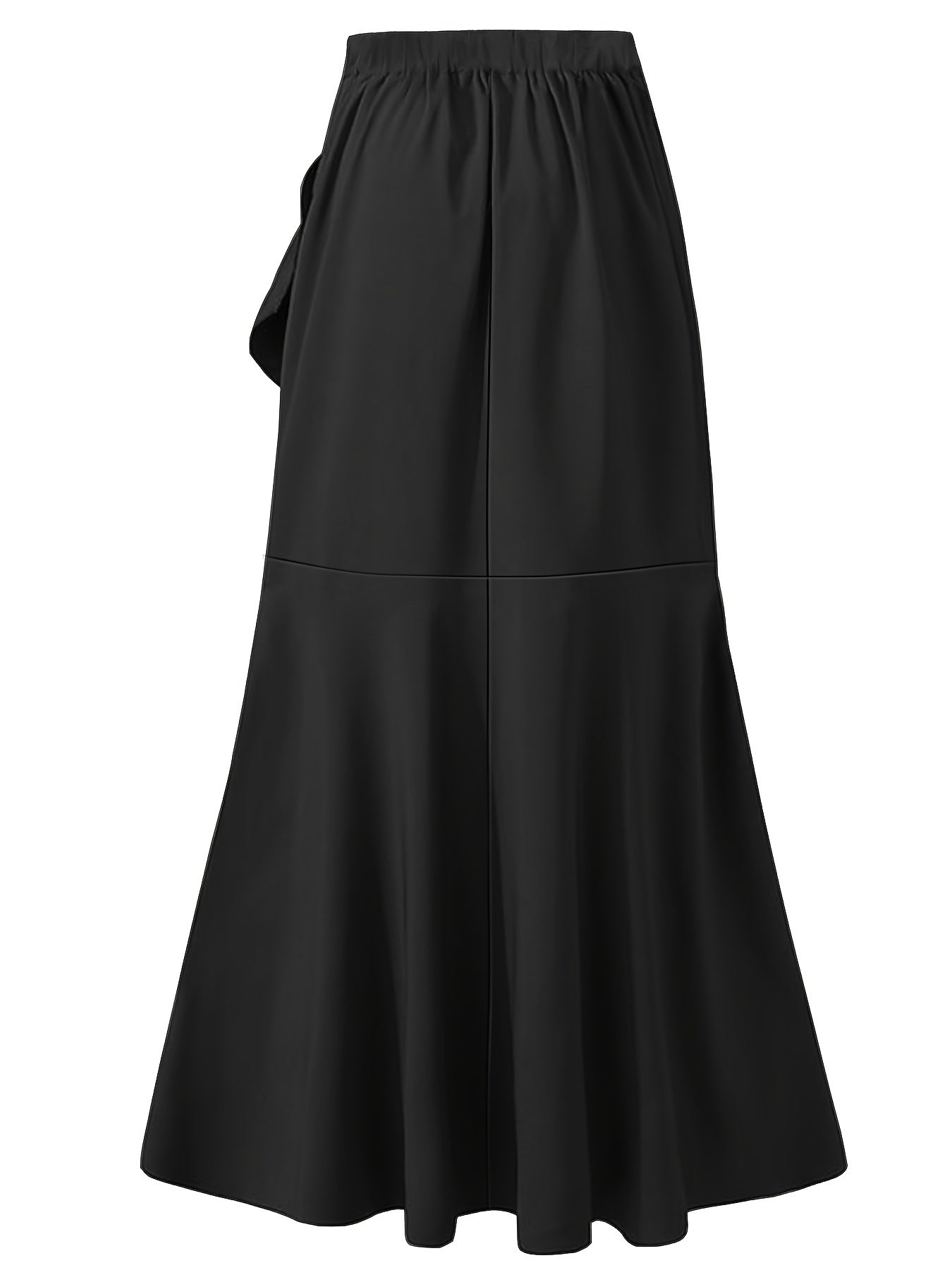 vlovelaw Solid High Waist Lace Up Skirt, Casual Ruffle Hem Asymmetrical Bodycon Skirt, Women's Clothing