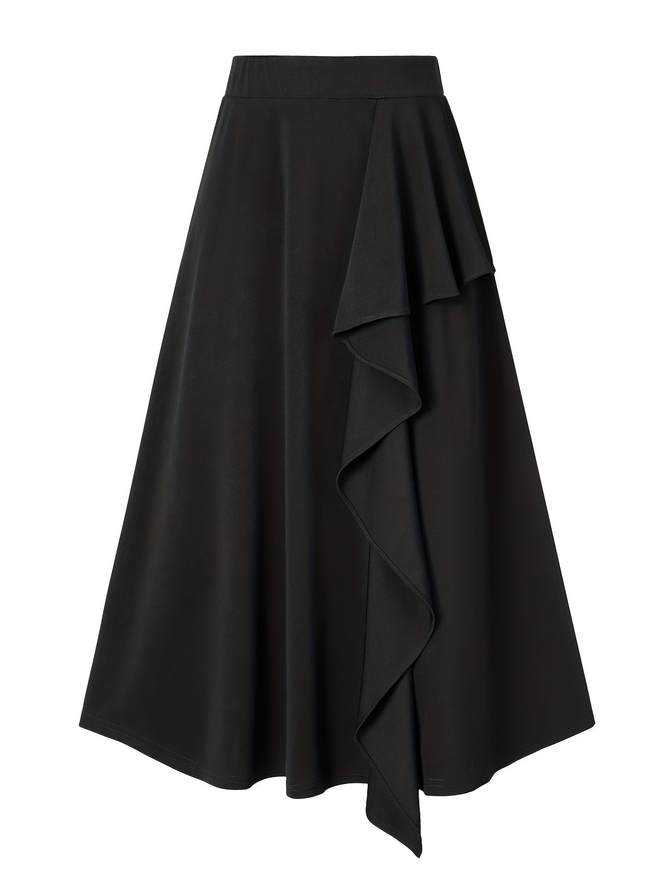 Solid Irregular Trim Skirt, Casual High Waist Skirt For Spring & Summer, Women's Clothing