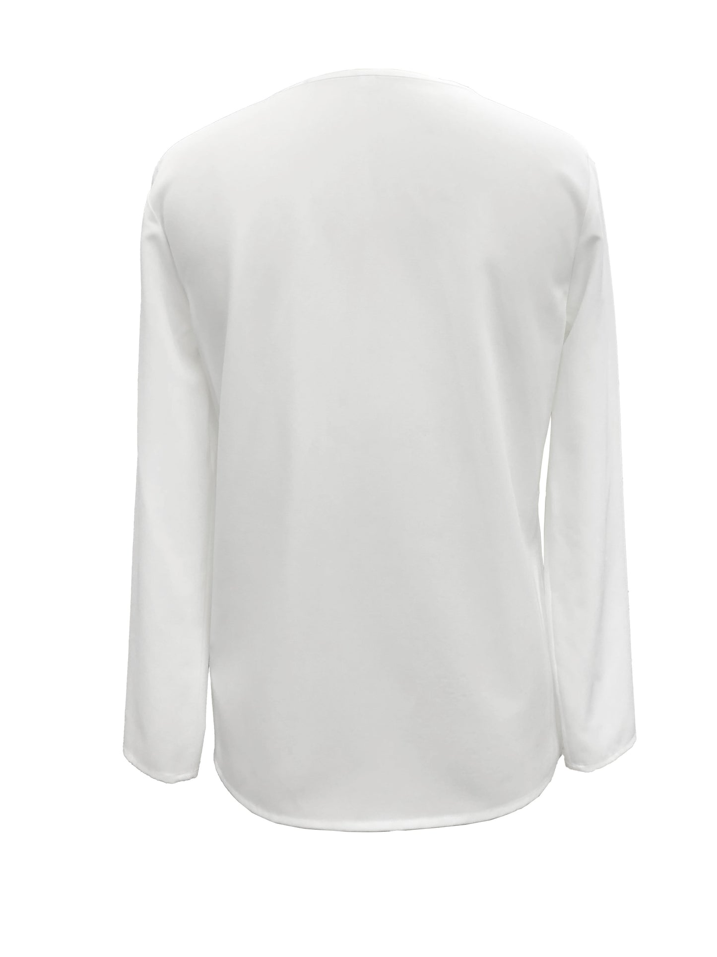 Button Decor Asymmetrical Neck Top, Versatile Long Sleeve Solid Blouse For Spring & Fall, Women's Clothing