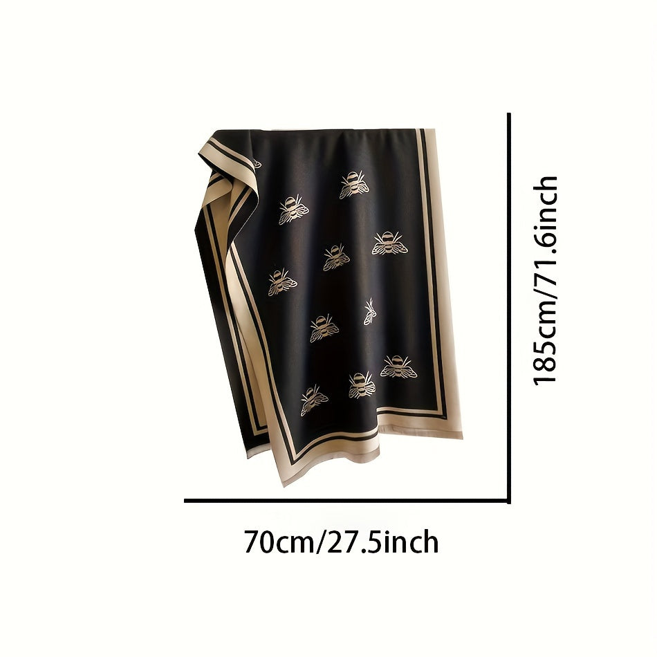 Bee Jacquard Scarf - Timeless Elegant Style, Ultra-Soft, Warm and Cozy, Fashionable Fringe, Windproof and Coldproof - Perfect for Autumn and Winter, Versatile Shawl Design, Cozy Blanket Scarf