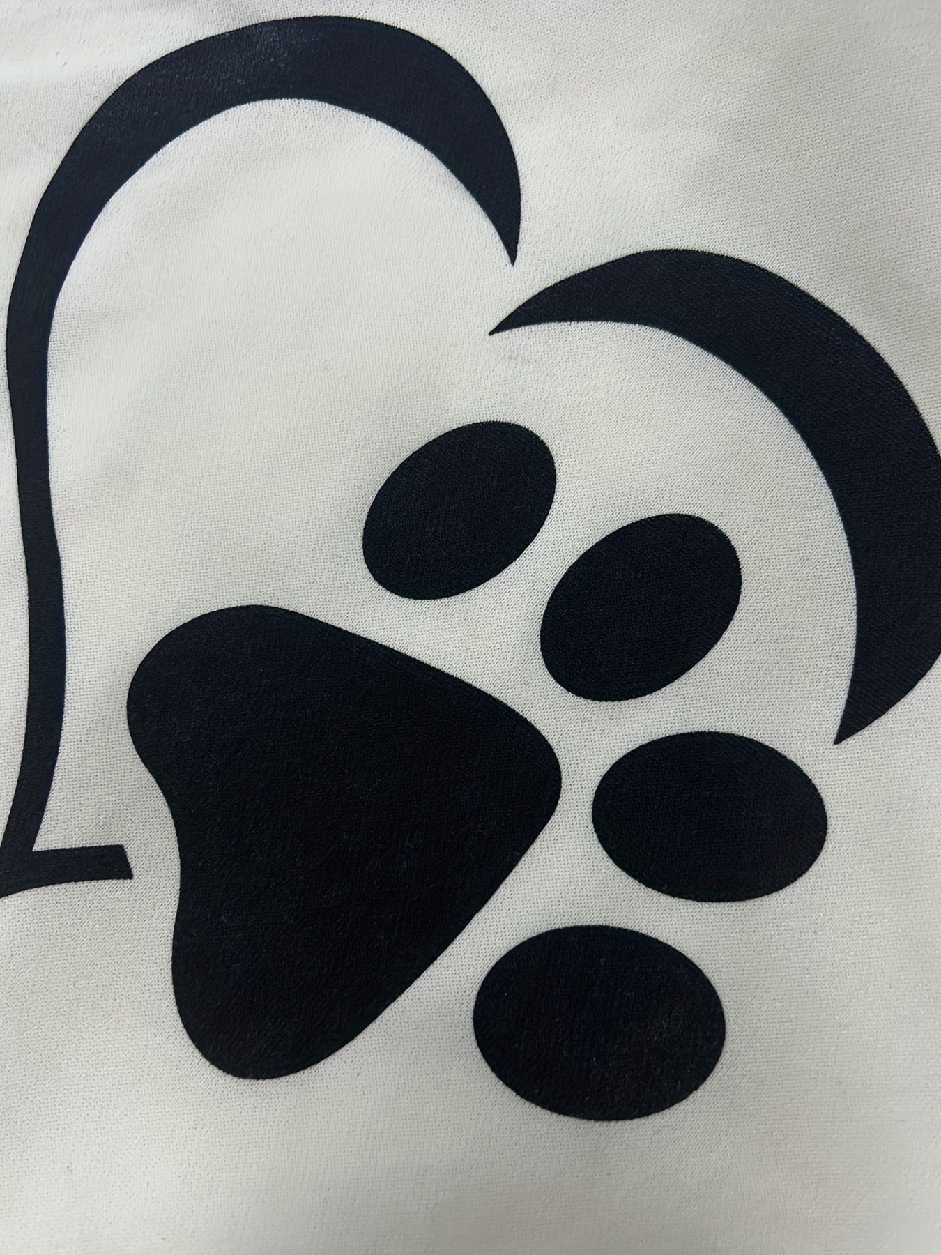 vlovelaw Plus Size Casual Sweatshirt, Women's Plus Paw Heart Print Long Sleeve Medium Stretch Drawstring Hoodie With Pocket