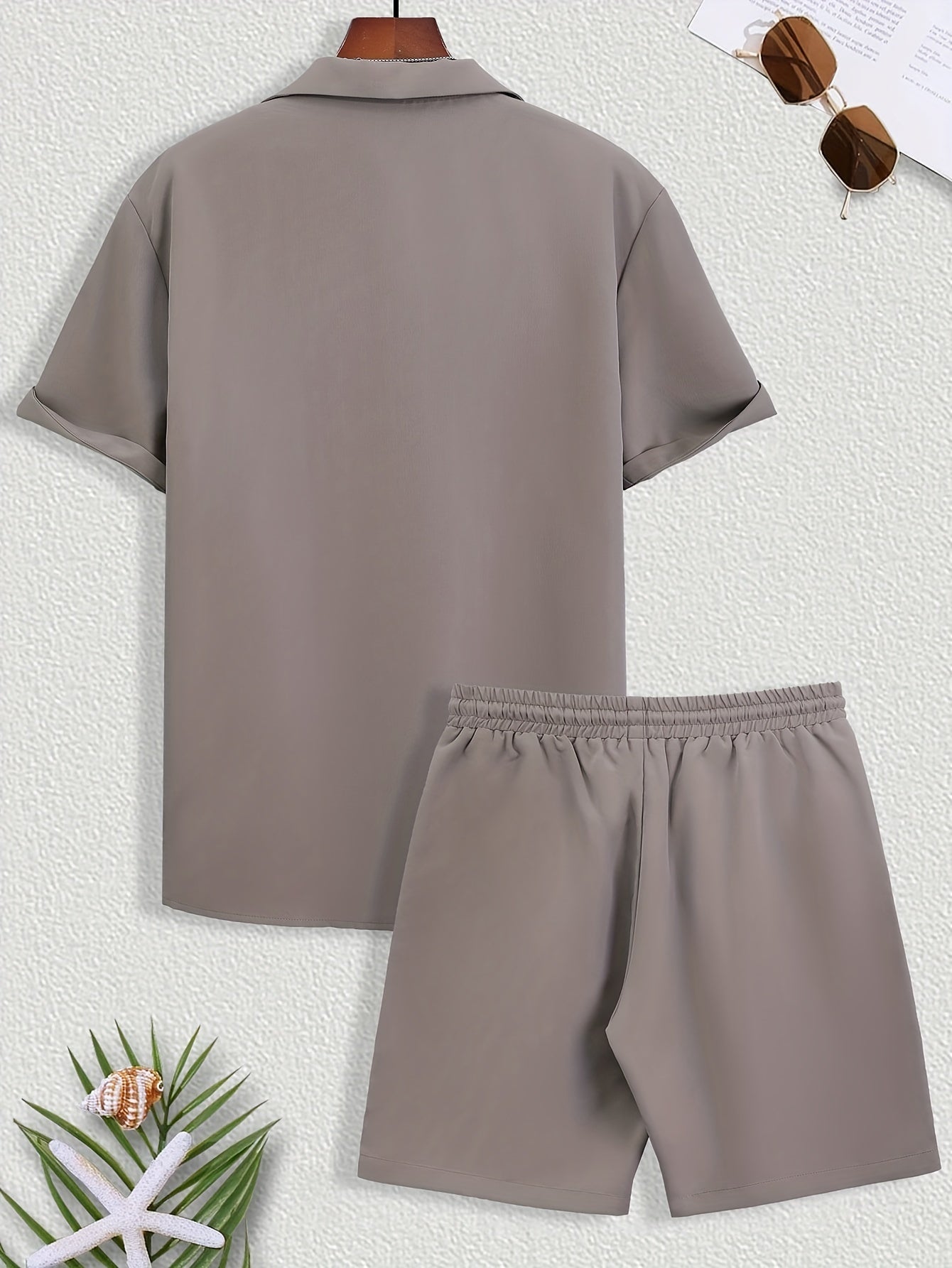 Mens Stylish Lapel Outfit Set - 2 Piece Short Sleeve & Shorts - Ultra-Comfortable Loose Lounge Wear for Effortless Casual Days