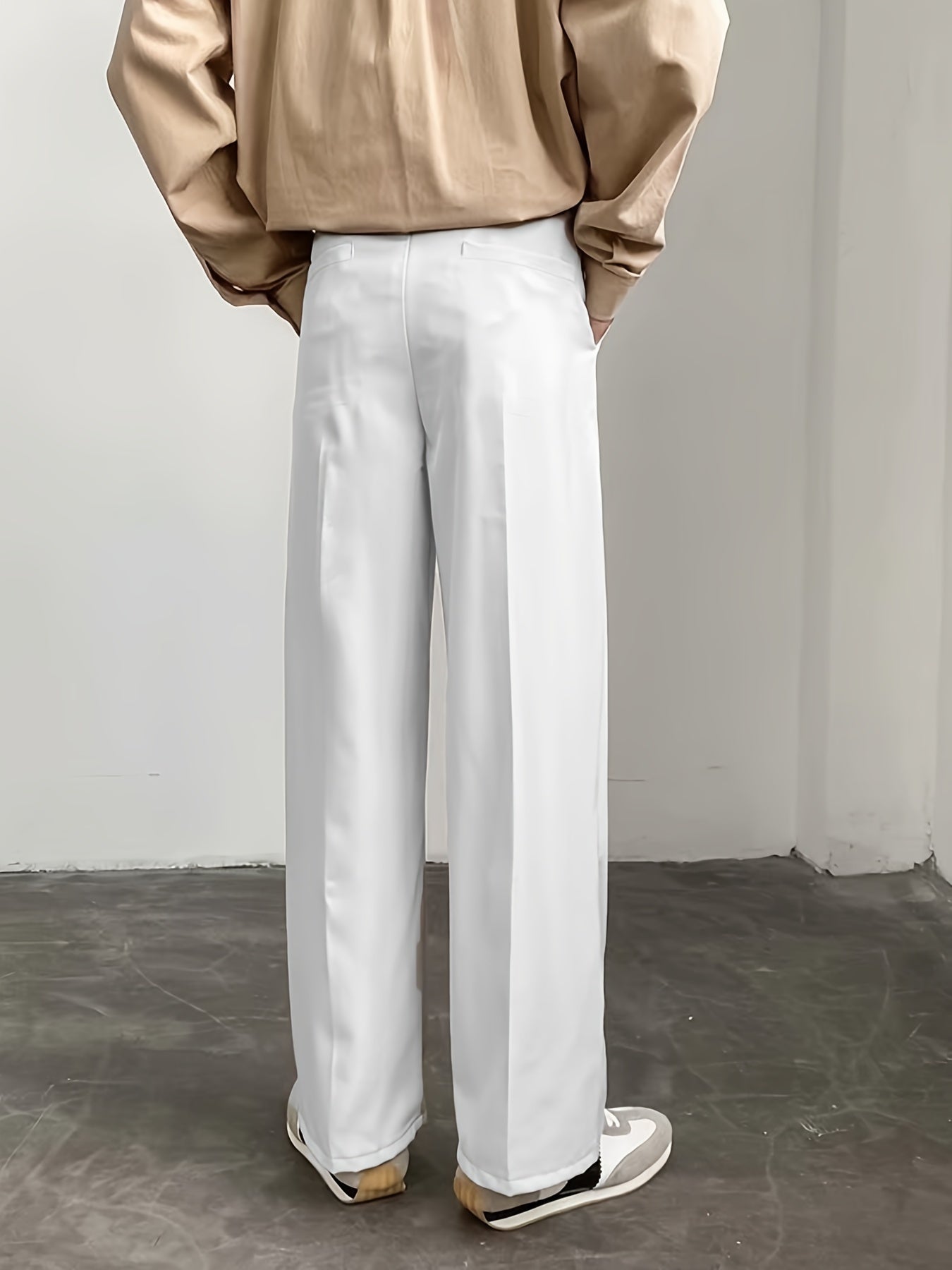 vlovelaw Men's Stylish Loose Solid Pants With Pockets, Casual Breathable Comfy Trousers For City Walk Street Hanging Outdoor Activities
