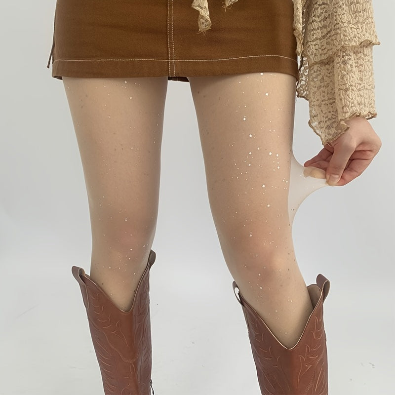 vlovelaw Shiny Sequin Decor Tights, Elastic Anti-hook Nightclub Pantyhose for Music Festival, Women's Stockings & Hosiery