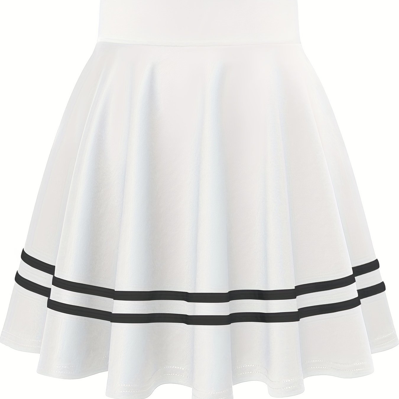 vlovelaw Striped A-Line Skater Skirt, Versatile High Waist Skirt For Spring & Summer, Women's Clothing