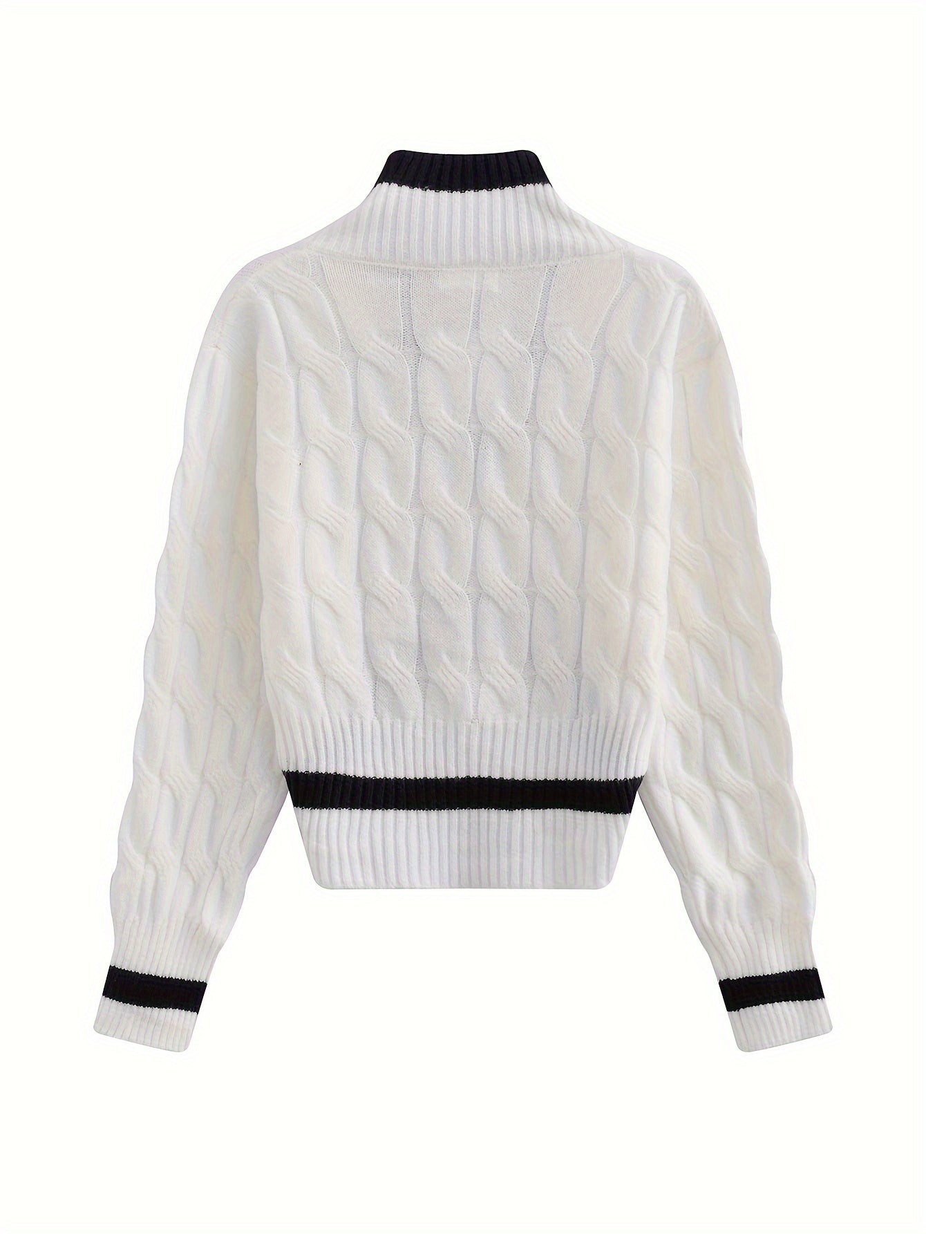 vlovelaw Color Block V Neck Pullover Sweater, Casual Long Sleeve Drop Shoulder Sweater, Women's Clothing