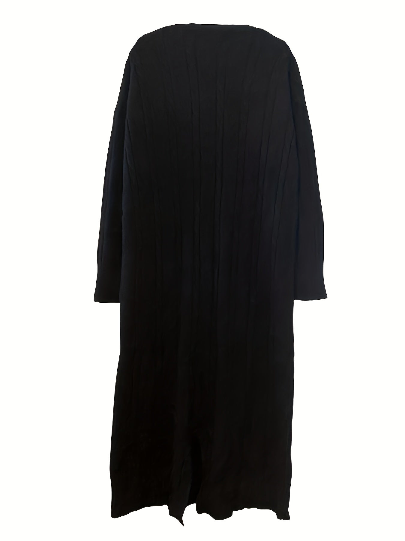 Solid Cable Knit Sweater Dress, Casual Long Sleeve Midi Dress, Women's Clothing