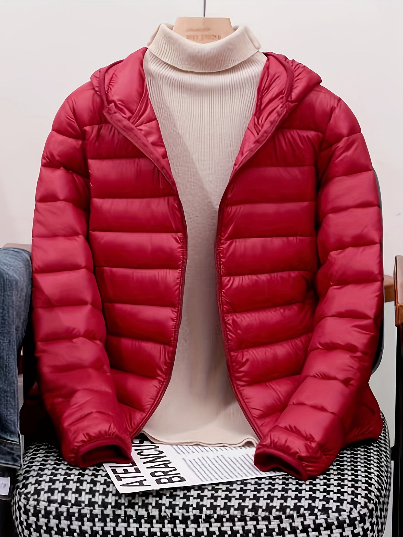 vlovelaw Zip Up Warm Hooded Coat, Casual Solid Long Sleeve Winter Outerwear, Women's Clothing