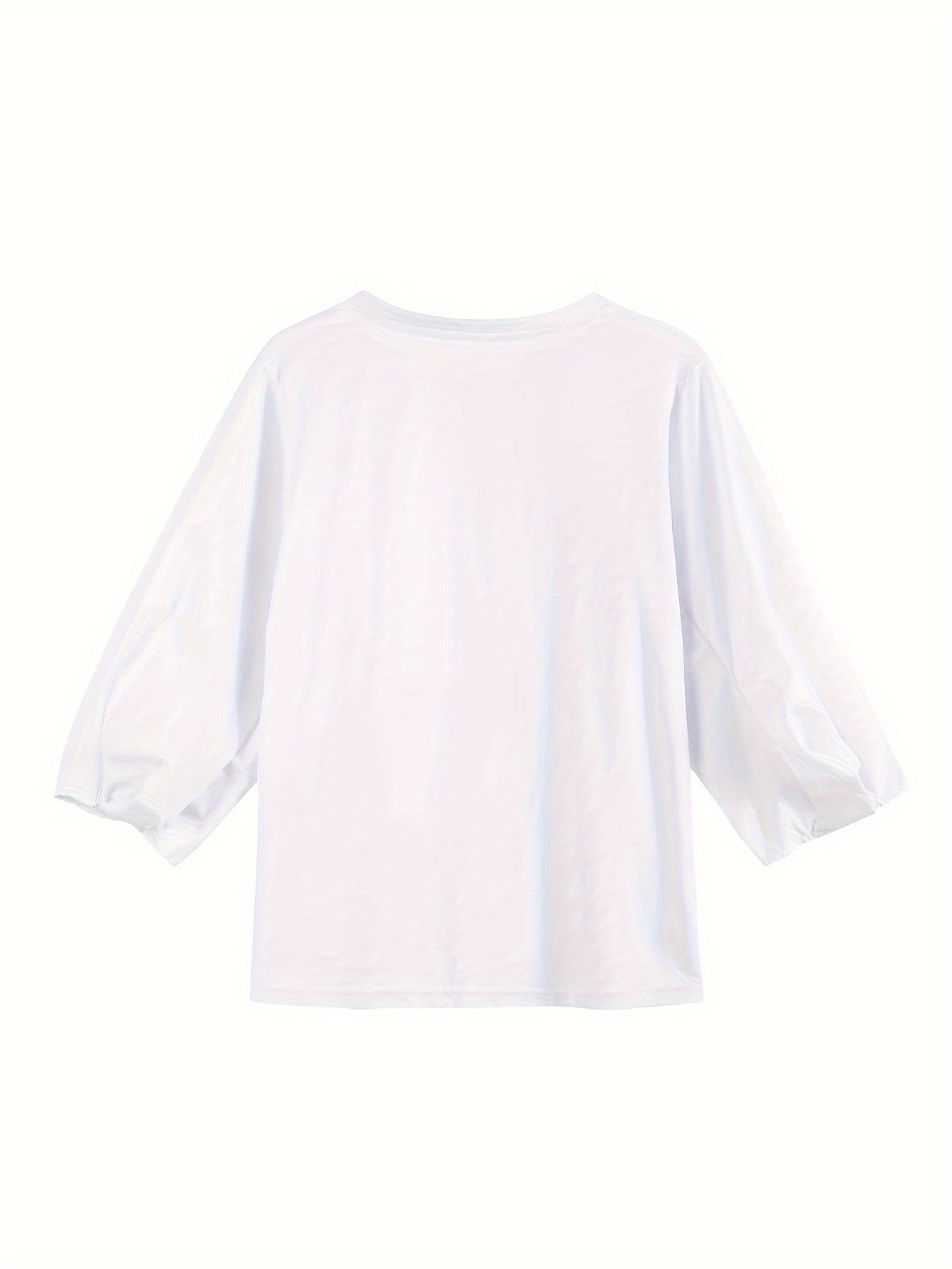 vlovelaw Solid Color Crew Neck Blouse, Casual Three-quarter Sleeve Blouse For Spring & Summer, Women's Clothing