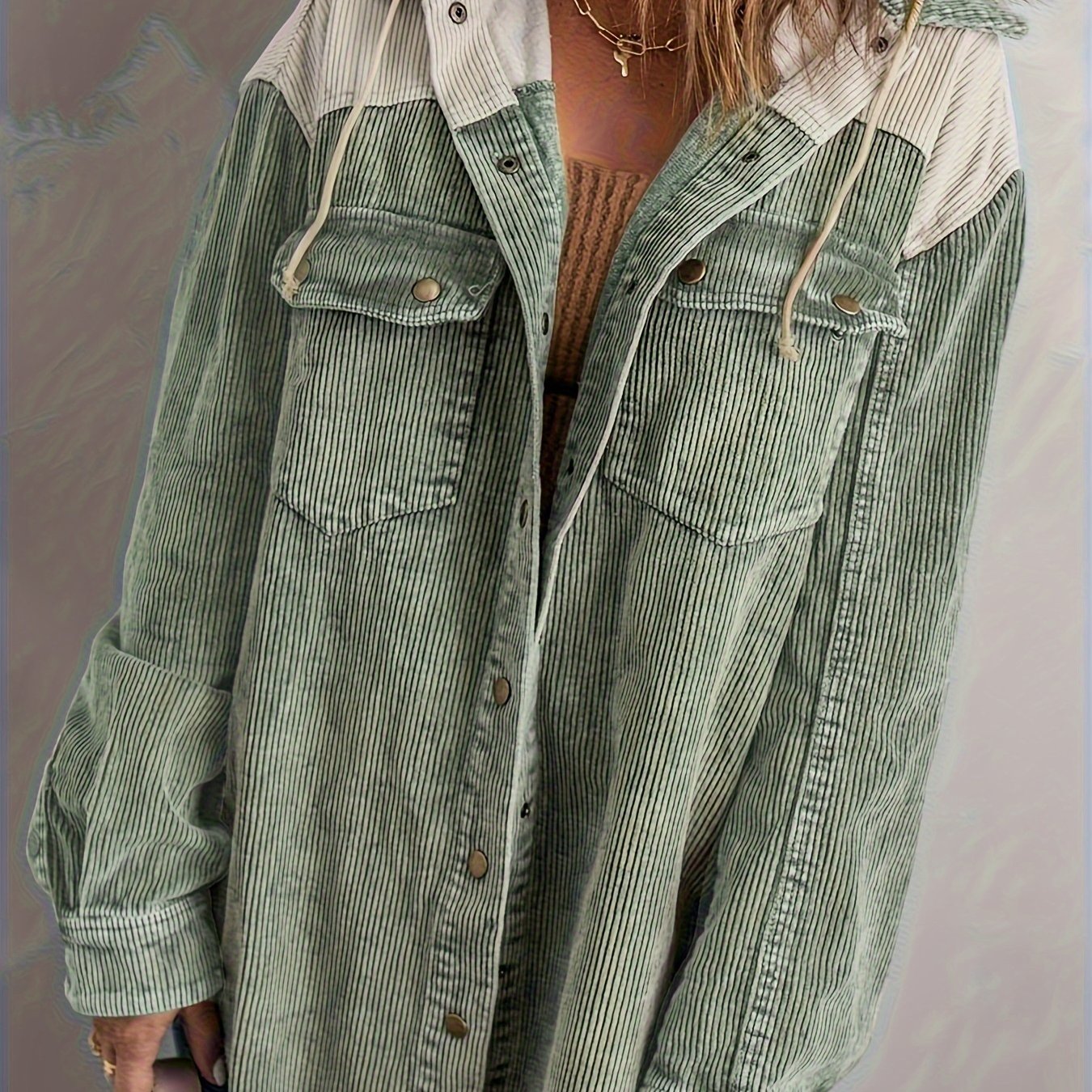 Color Block Long Sleeve Hooded Jacket, Casual Every Day Outerwear For Fall & Winter, Women's Clothing