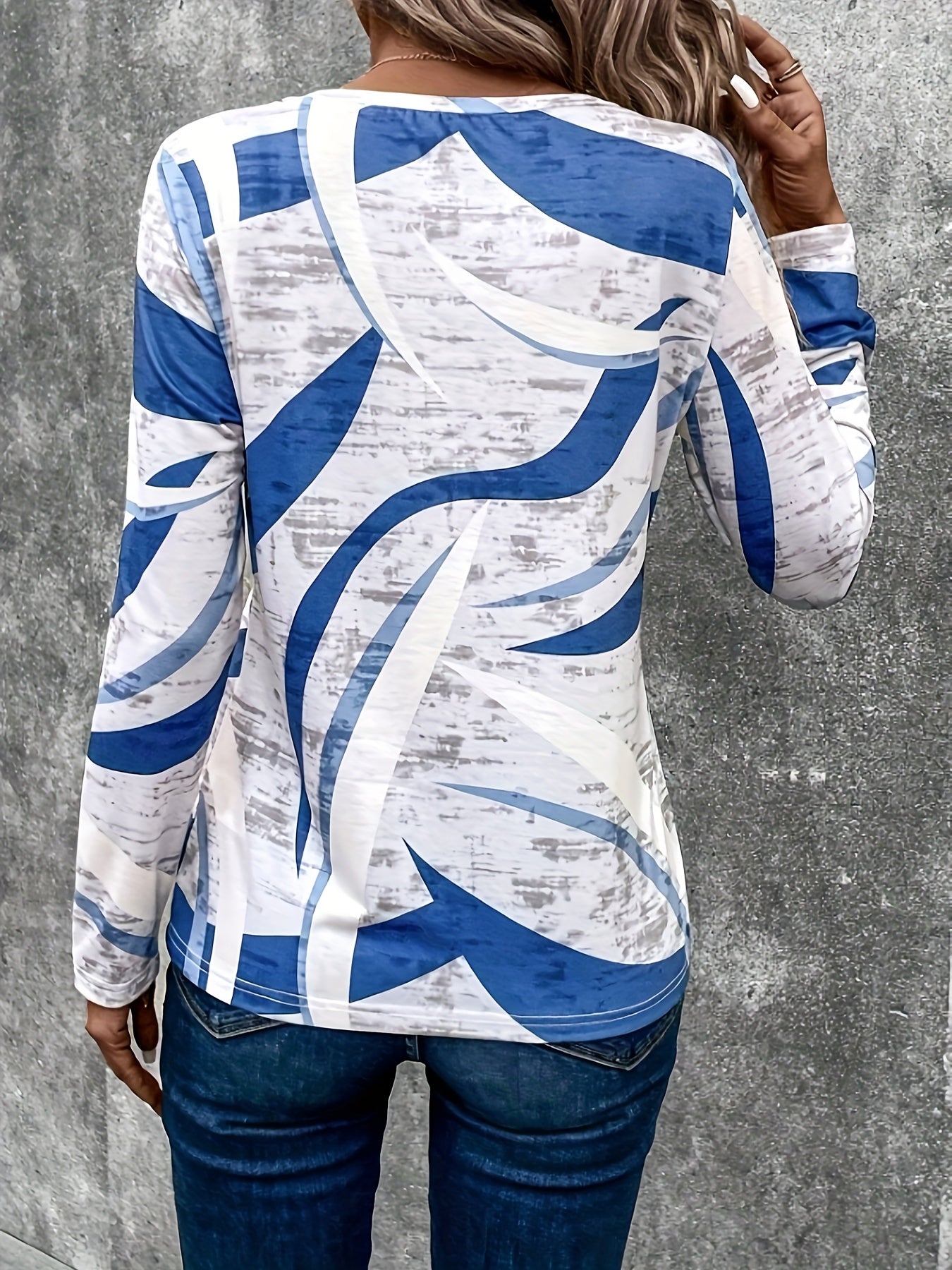 vlovelaw Graphic Print Crew Neck T-shirt, Casual Long Sleeve T-shirt For Spring & Fall, Women's Clothing