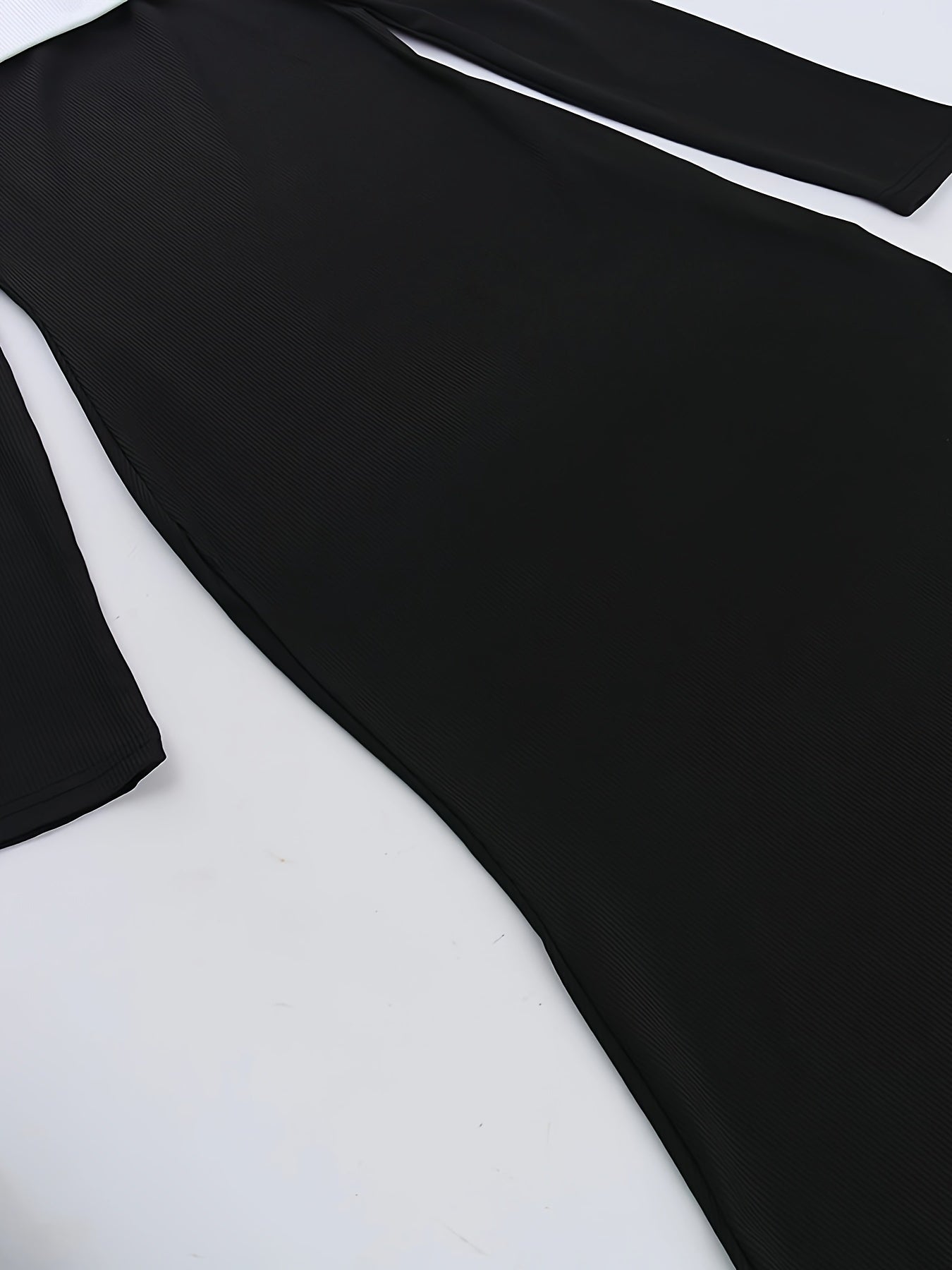 vlovelaw Contrast Trim Off Shoulder Dress, Elegant Long Sleeve Bodycon Maxi Dress For Party & Banquet, Women's Clothing