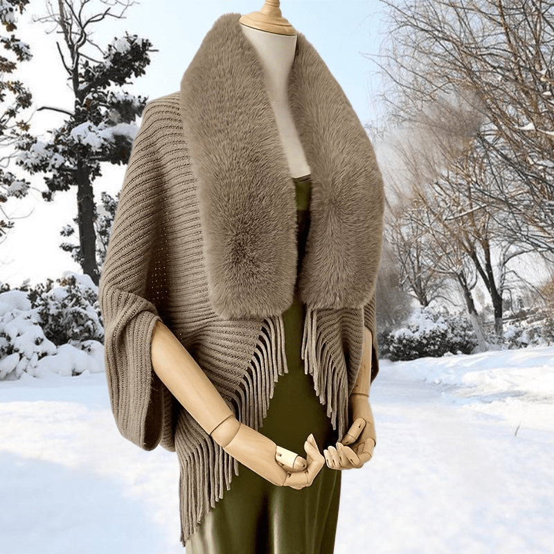 Furry Windproof Thermal Outdoor Shawls, Fall Winter Keep Warm Trendy Scarf Warp Cape Poncho For Fishing Cycling Riding