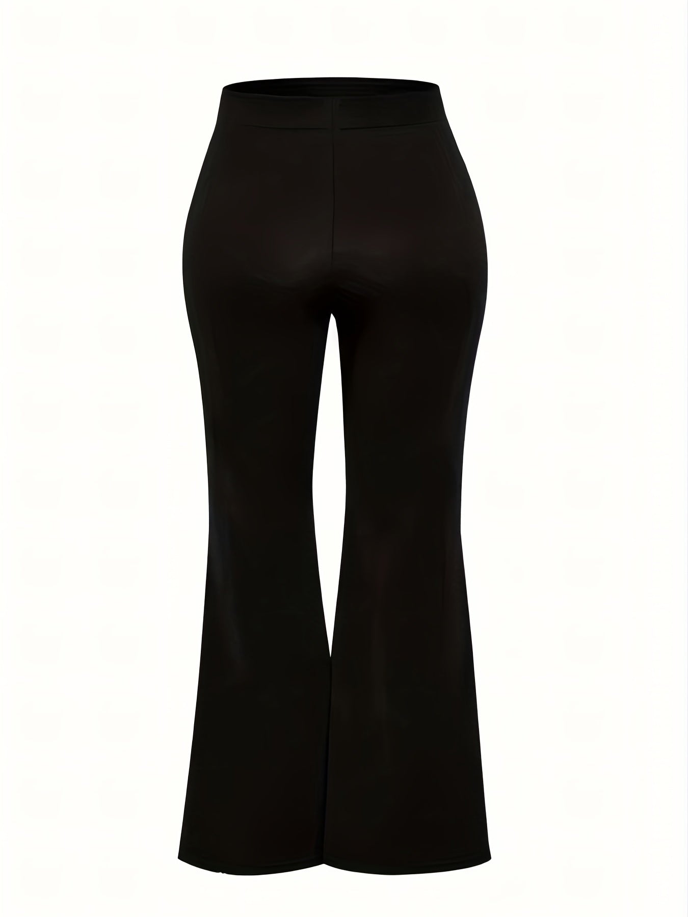 vlovelaw Plus Size Casual Pants, Women's Plus Plain High Waist Slight Stretch Loose Flare Leg Pants