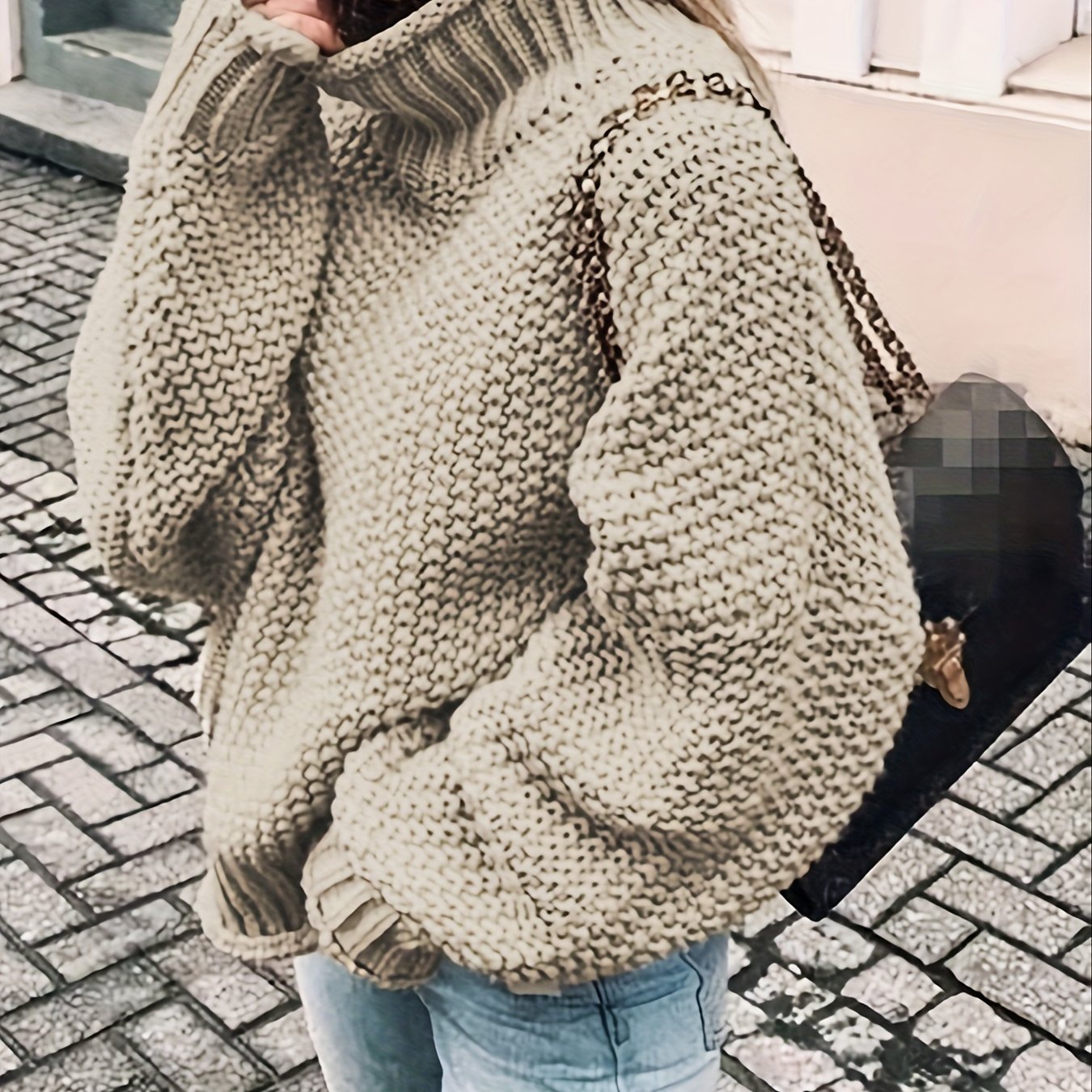 vlovelaw Solid Turtle Neck Pullover Sweater, Casual Long Sleeve Sweater For Fall & Winter, Women's Clothing