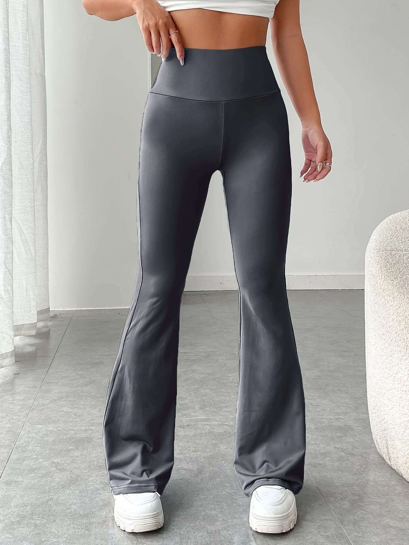 vlovelaw Solid Color Yoga Flare Pants, High Stretch Running Fitness Workout Bootcut Leggings, Women's Activewear