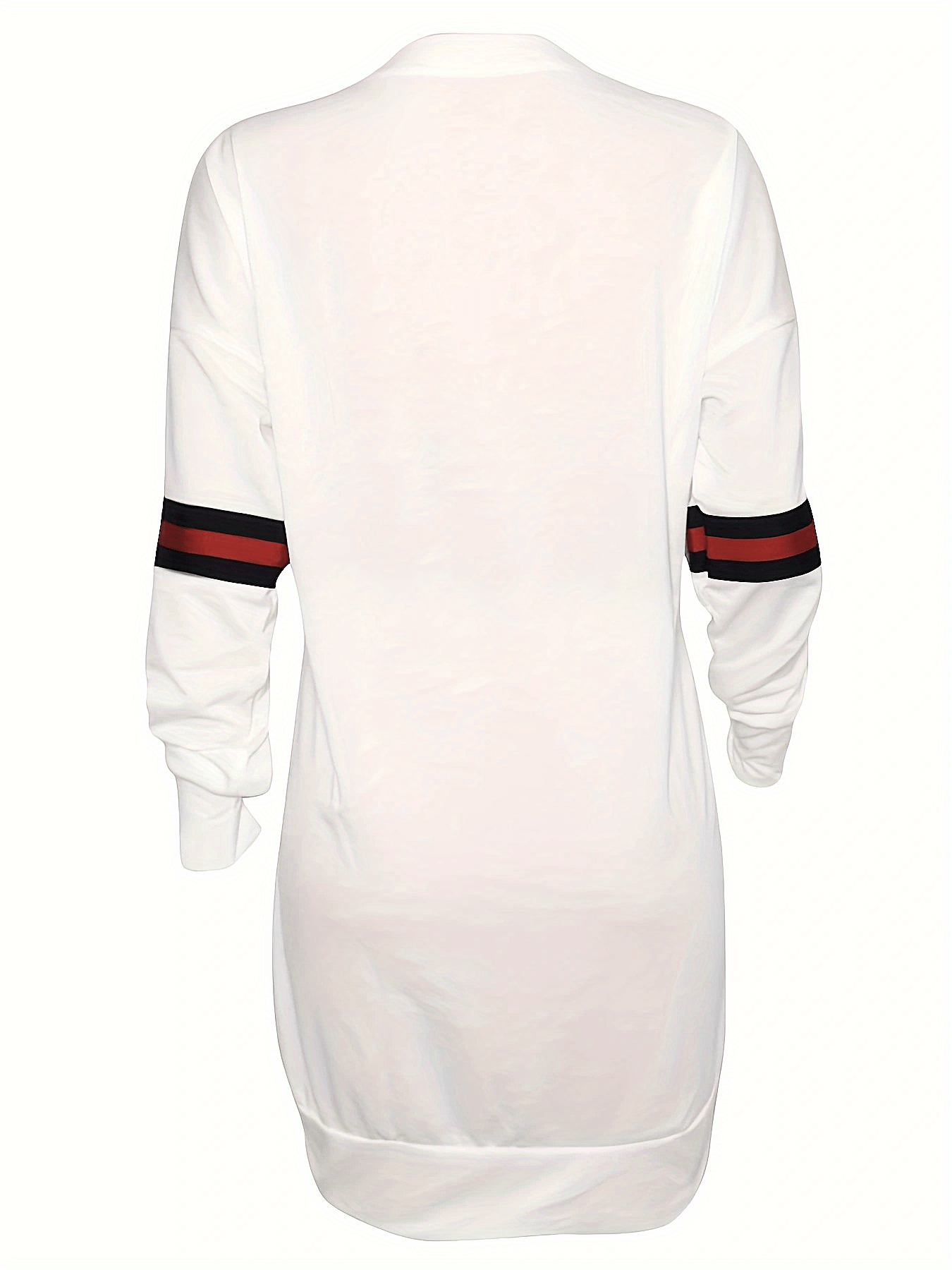 vlovelaw  Plus Size Casual Sweatshirt, Women's Plus Stripe Print Long Sleeve Round Neck Sweatshirt Dress