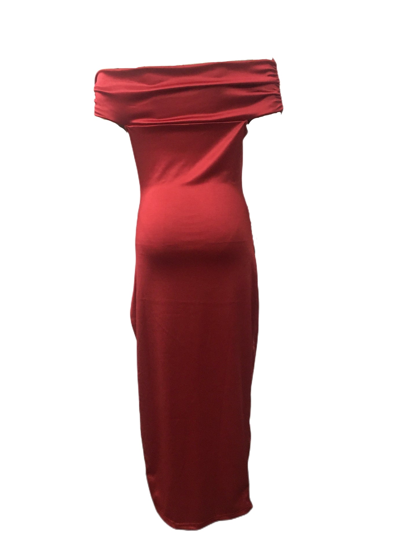 vlovelaw Off Shoulder Slit Maxi Dress, Elegant Formal Party Evening Waist Solid Color Sleeveless Mid-length Dresses, Women's Clothing