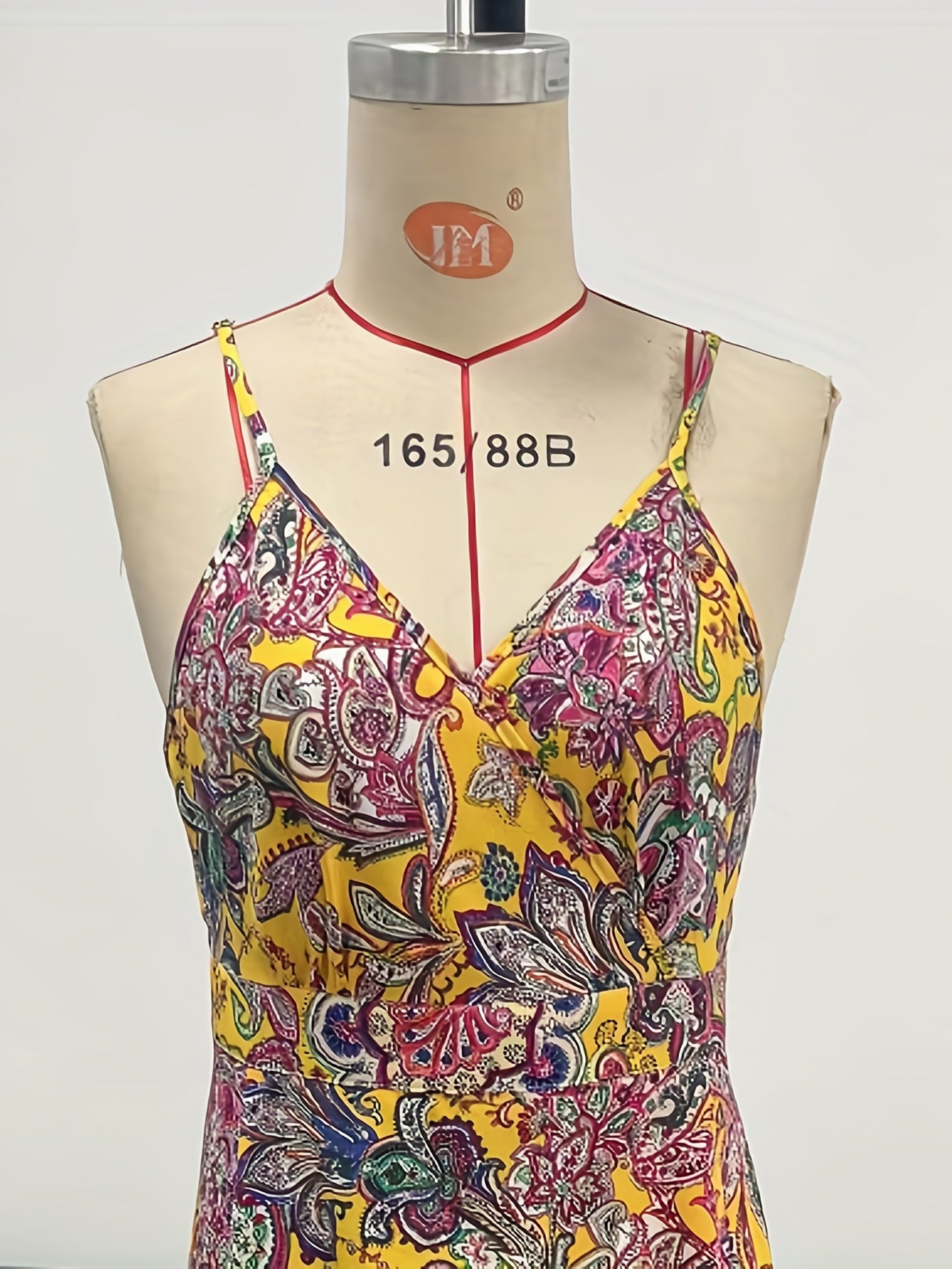 vlovelaw Boho Maxi Cami Dress, Side Slit Random Print Casual Dress For Summer & Spring, Women's Clothing