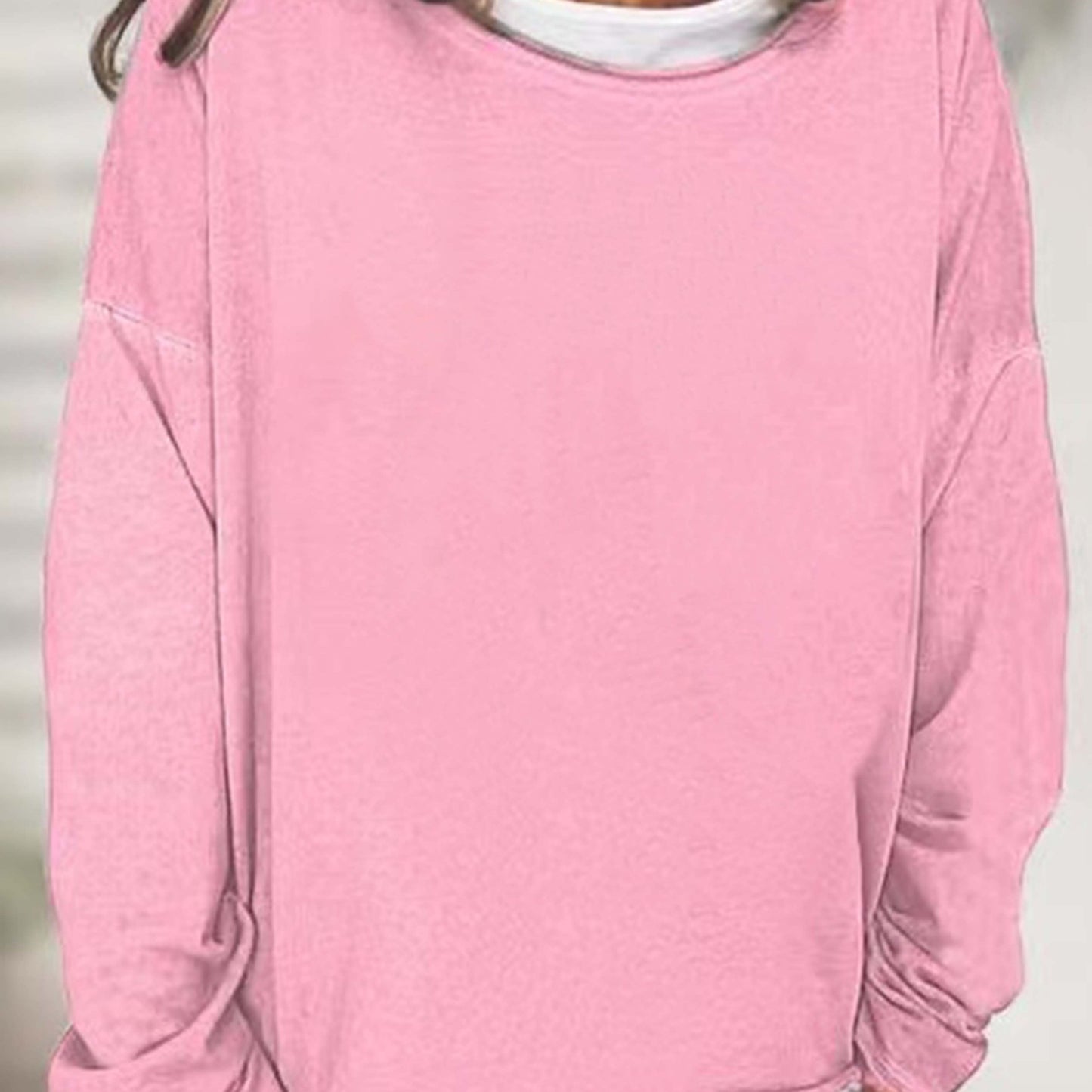 vlovelaw Solid Crew Neck Sweatshirt, Casual Long Sleeve Sweatshirt For Spring & Fall, Women's Clothing
