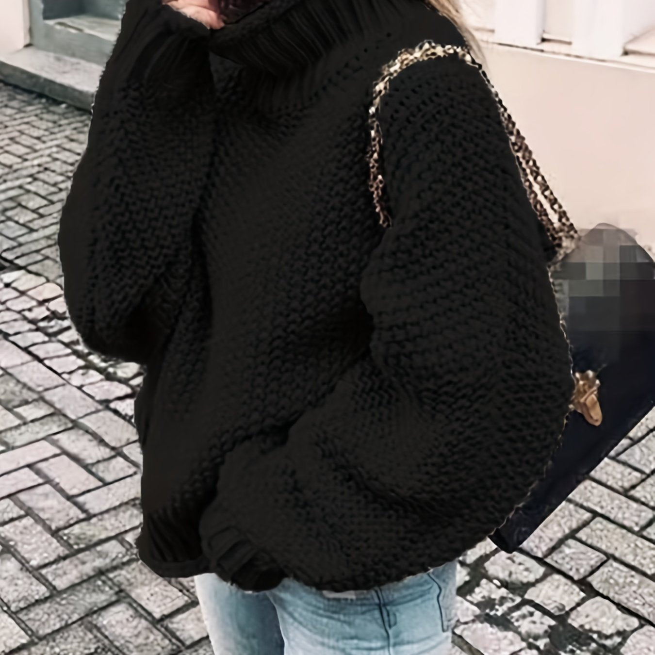 vlovelaw Solid Turtle Neck Pullover Sweater, Casual Long Sleeve Sweater For Fall & Winter, Women's Clothing
