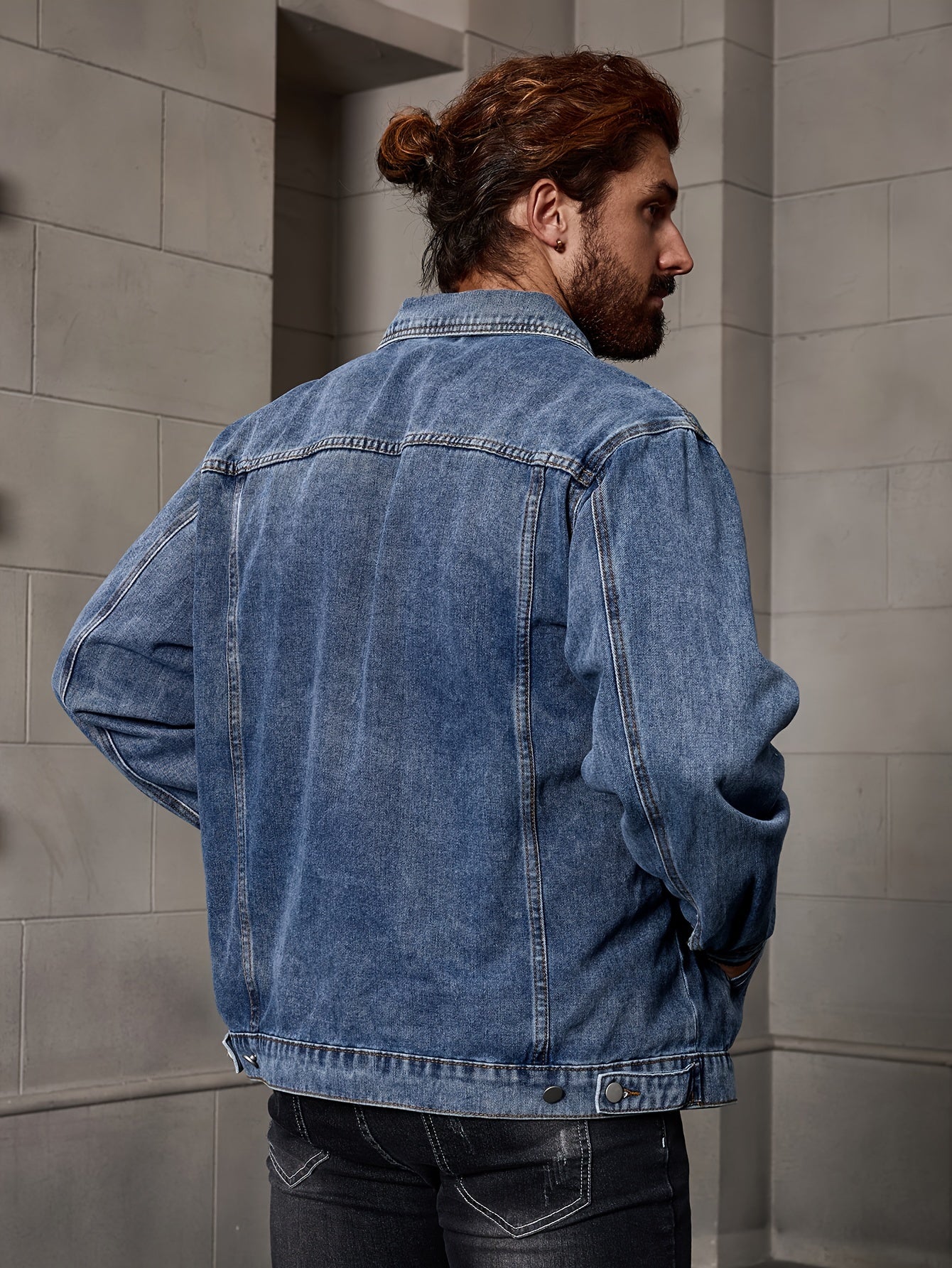 Plus Size Men's Cotton Denim Jacket - Soft, Breathable, Casual, Relaxed Fit, Daily Wear, Comfortable, Versatile, and Stylish Outerwear